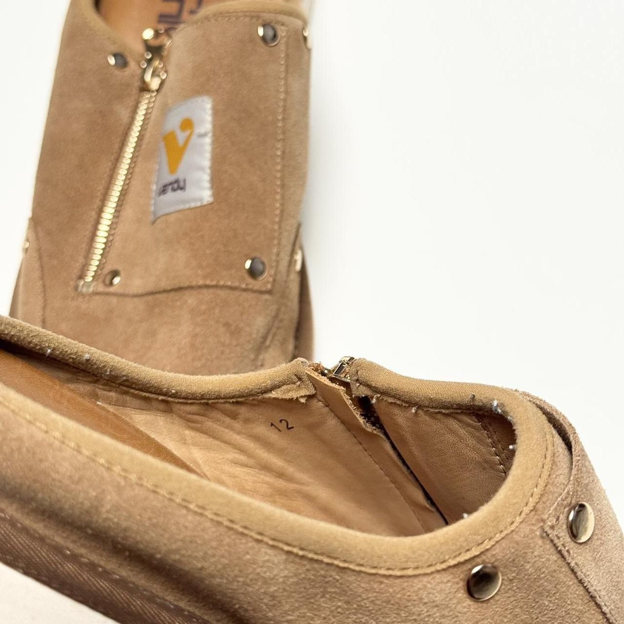 Vandy The Pink Vandy The Pink Tan Suede Slip On Construction Mules Size US 12 / EU 45 - 6 Thumbnail