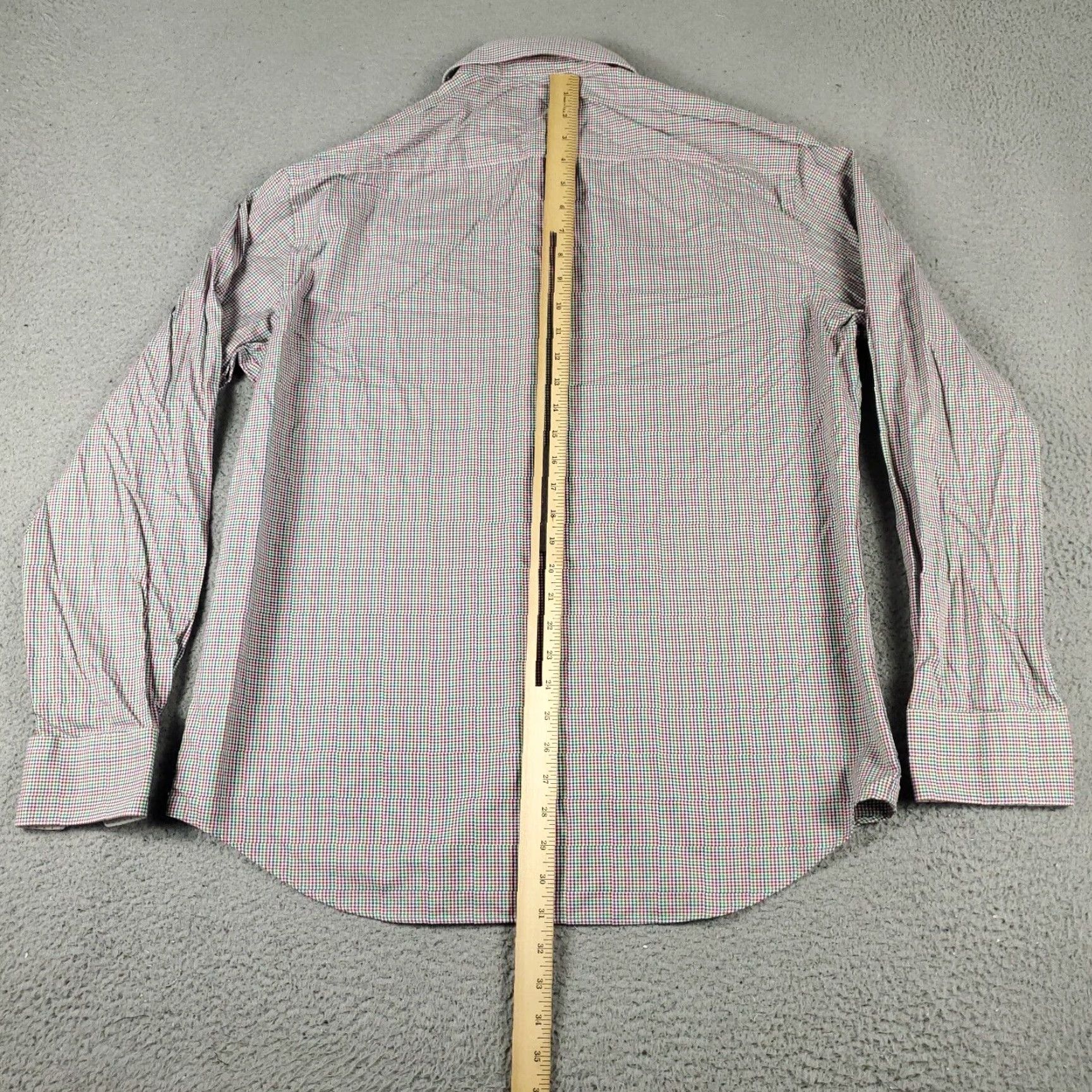 BUGATCHI Bugatchi Uomo Dress Shirt Mens 17.5 Red Check Long Sleeve Button-Up Casual Formal Size 46R - 3 Thumbnail