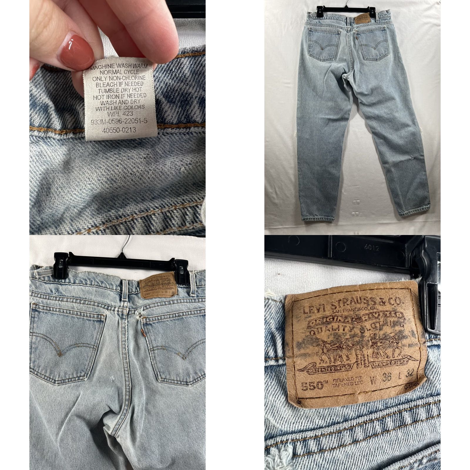 Levi's VINTAGE Levi's 550 Jeans Mens 34x30 Relaxed Mid Blue Denim, Relaxed Fit, Regular, 34 Inseam, Light Wash Blue, Levi's, Jeans, Men Size US 34 / EU 50 - 8 Thumbnail