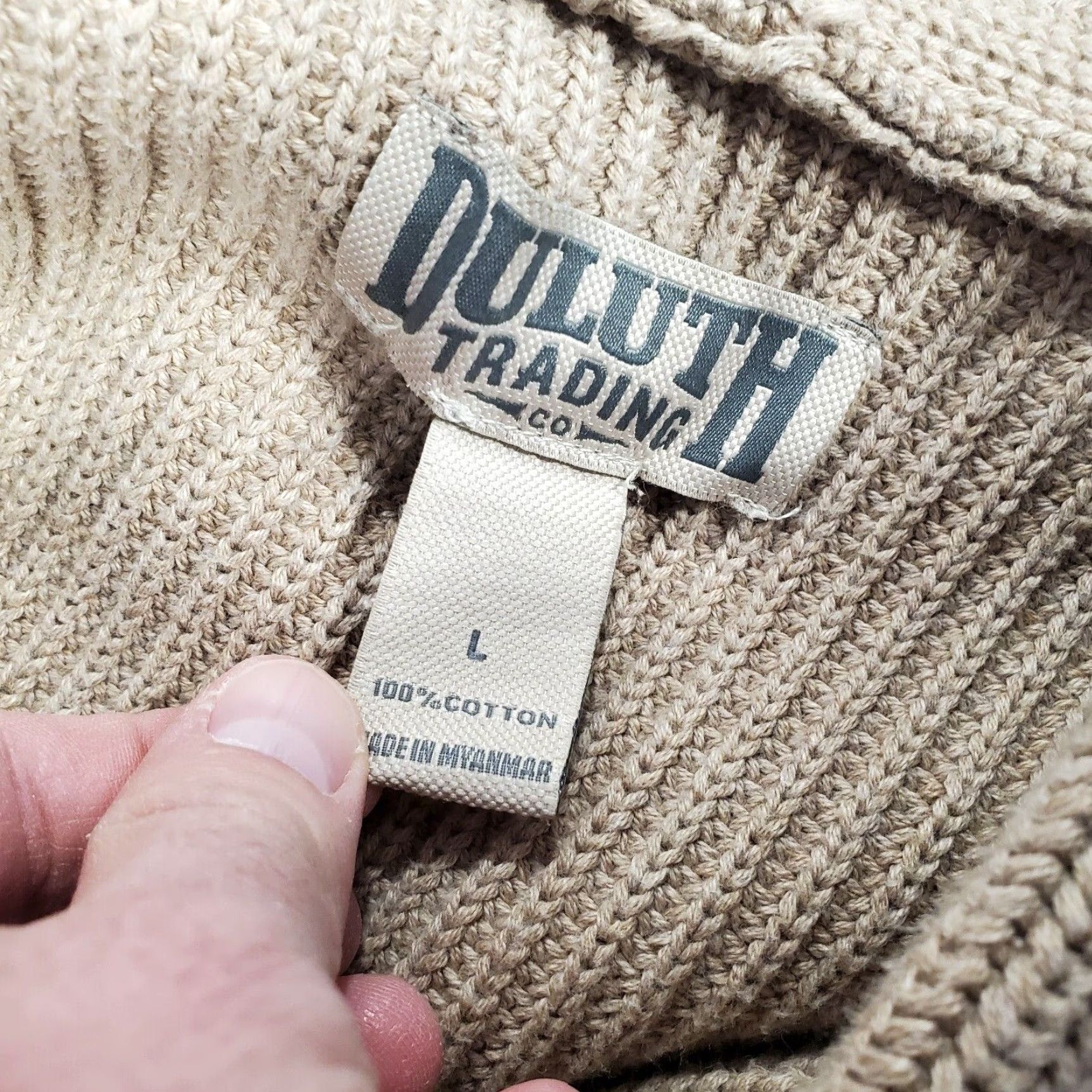 Vintage Duluth Sweater Cardigan Mens Large Beige Burly Retirement Shawl 71257 Size US L / EU 52-54 / 3 - 7 Thumbnail