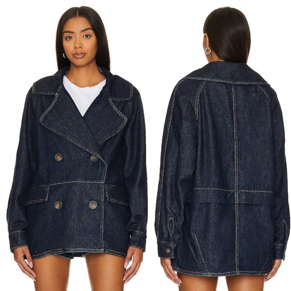 Free People New Free People Denim Car Coat Size S Size S / US 4 / IT 40 - 2 Thumbnail
