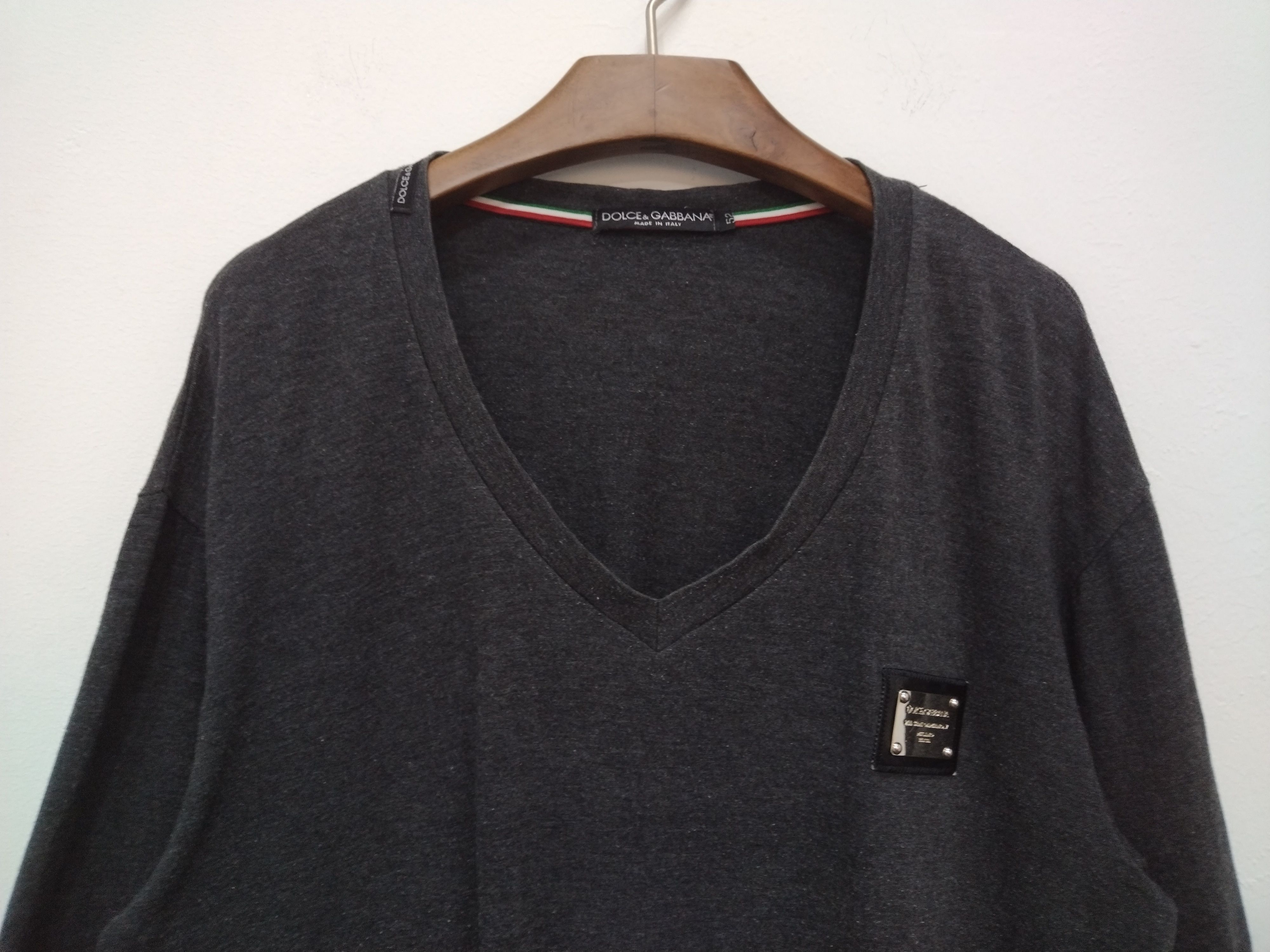 Dolce & Gabbana × Vintage Iconic vtg Dolce Gabbana Wool Cotton Longsleeve V Neck Size US L / EU 52-54 / 3 - 6 Thumbnail