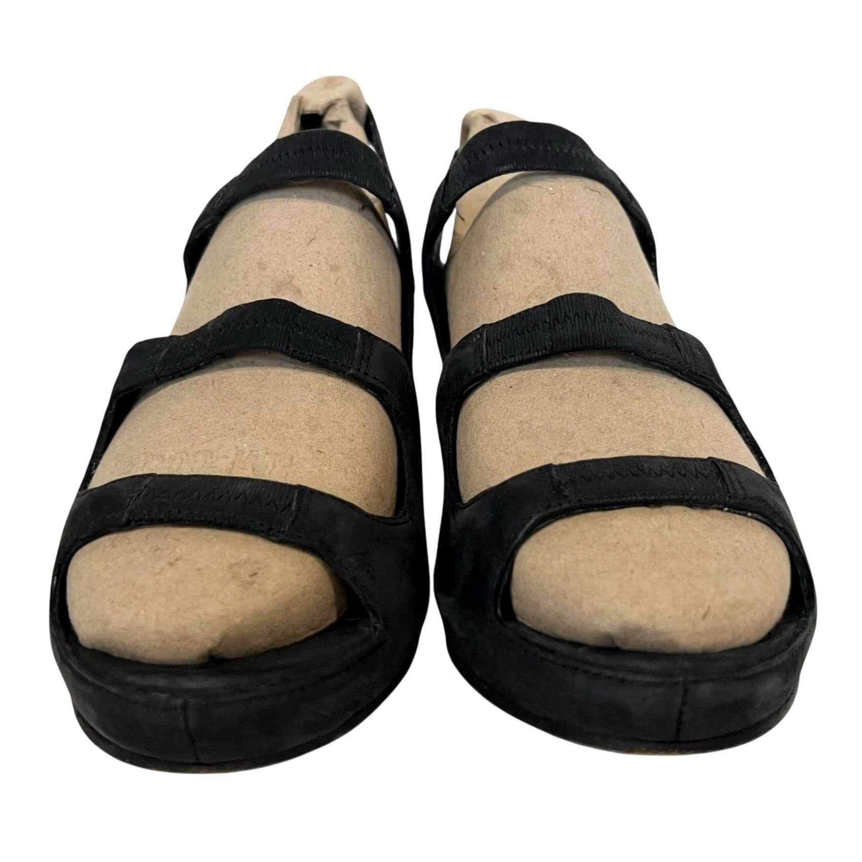 Eileen Fisher Eileen Fisher Slingbacks Wedge Sandals Black Leather Triple Strap Women’s Sz 8.5 Size US 9 / IT 39 - 6 Thumbnail