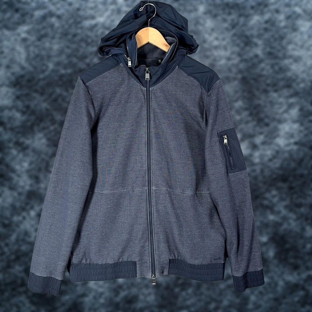 Vintage Boss Windbreaker Jacket Mens XL Blue Hooded Full Zip Removable Hood Pockets Zip Size US XL / EU 56 / 4 - 1 Thumbnail