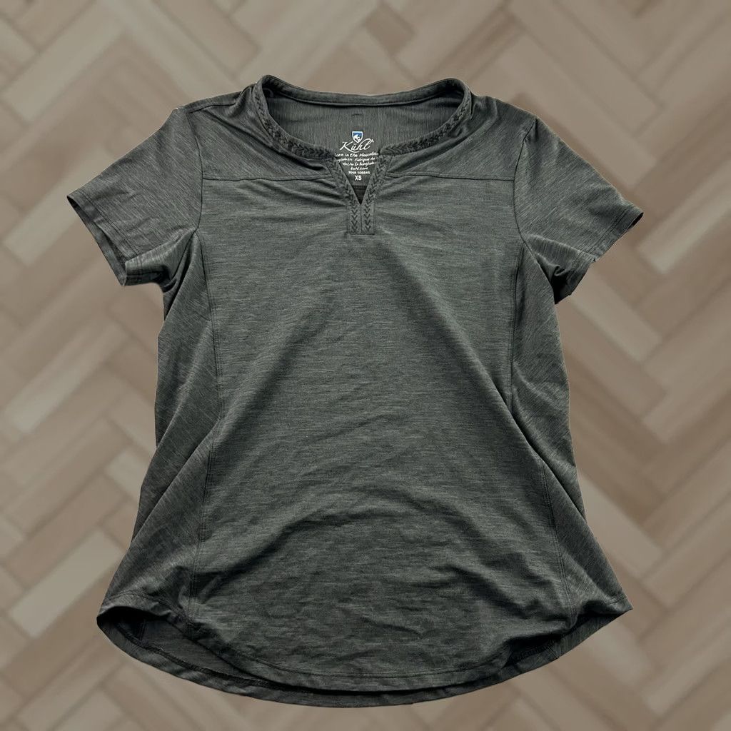 Vintage Kuhl Top Womens XS Gray Allegro Short Sleeve Polyester Spandex Women Dark Size XS / US 0-2 / IT 36-38 - 1 Thumbnail
