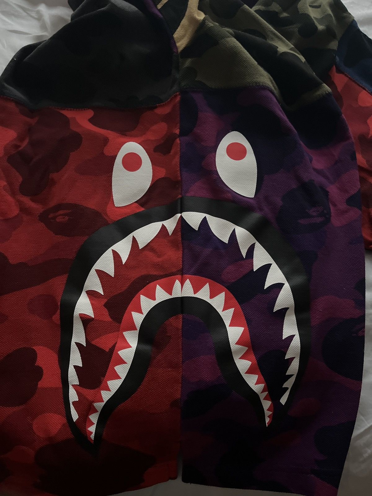 ★BAPE Relax Silhouette Side Shark Polo★ Mens BAPE AUTHENTIC A Bathing Ape Shark Print Black Polo Shirt