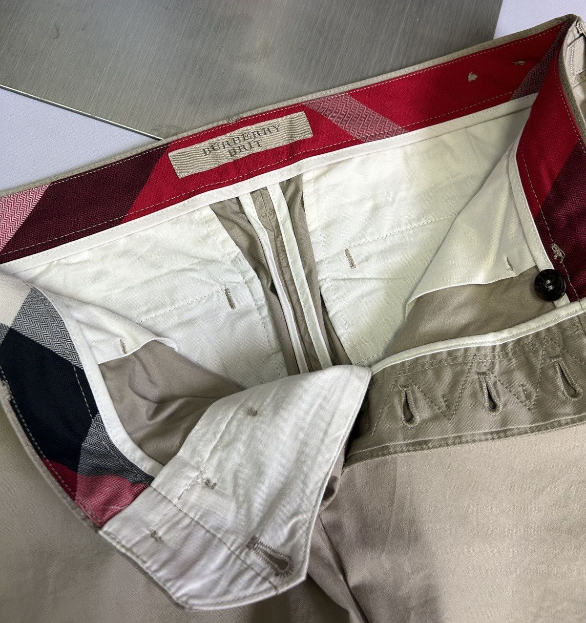 Burberry × Designer Burberry Brit Beige Chino Pants Trousers Sz W30 BNWT Luxury Size US 30 / EU 46 - 11 Thumbnail