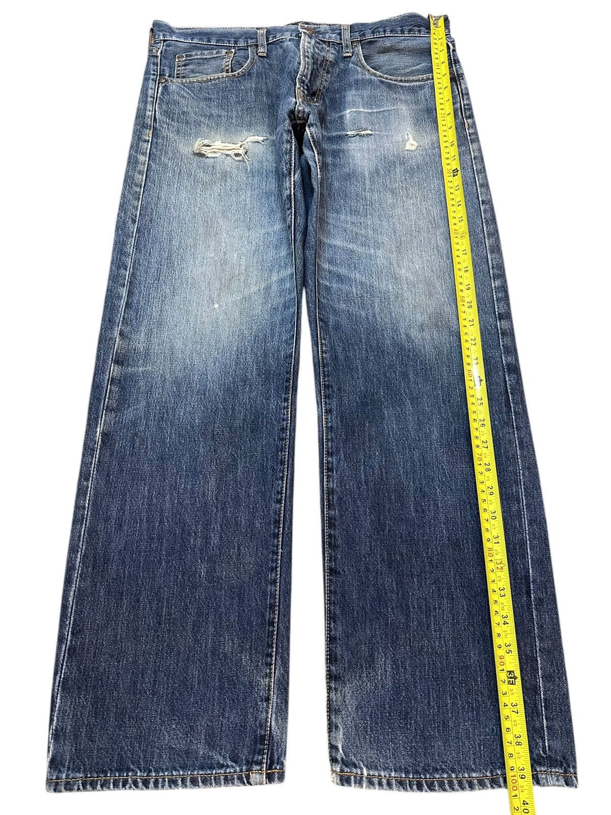GU Vintage Japanese Brand GU Faded Wash Distressed Baggy Jeans Size US 34 / EU 50 - 12 Thumbnail
