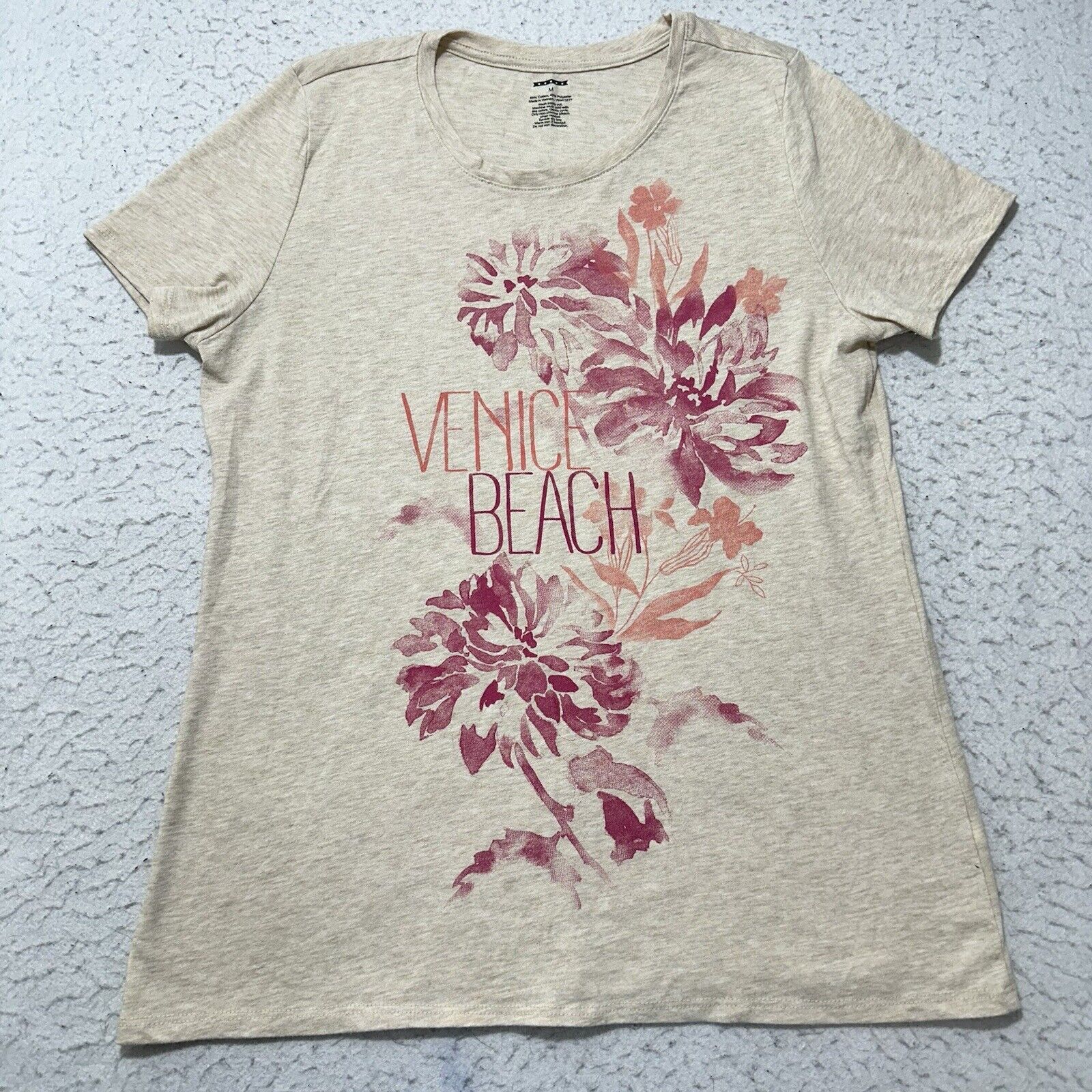 Other Venice Beach Medium Beige Short Sleeve T Shirt Floral Tee Size M / US 6-8 / IT 42-44 - 1 Thumbnail