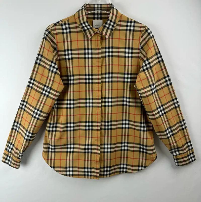 Burberry Burberry Women's Beige Check Cotton Shirt Size S / US 4 / IT 40 - 1 Thumbnail