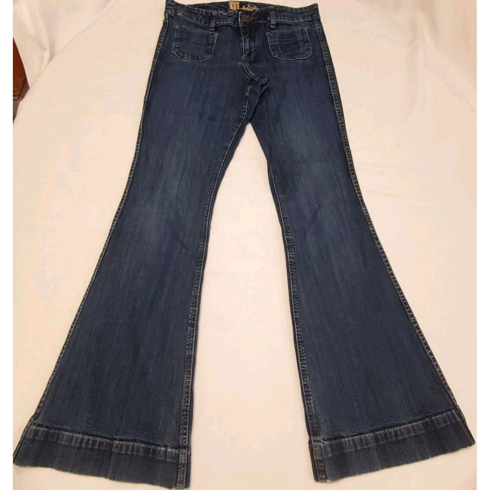Vintage Kut From The Kloth Jeans Sz 10 Flare Leg Front Pocket Low Rise Hippie Festival Size 32" / US 10 / IT 46 - 2 Thumbnail