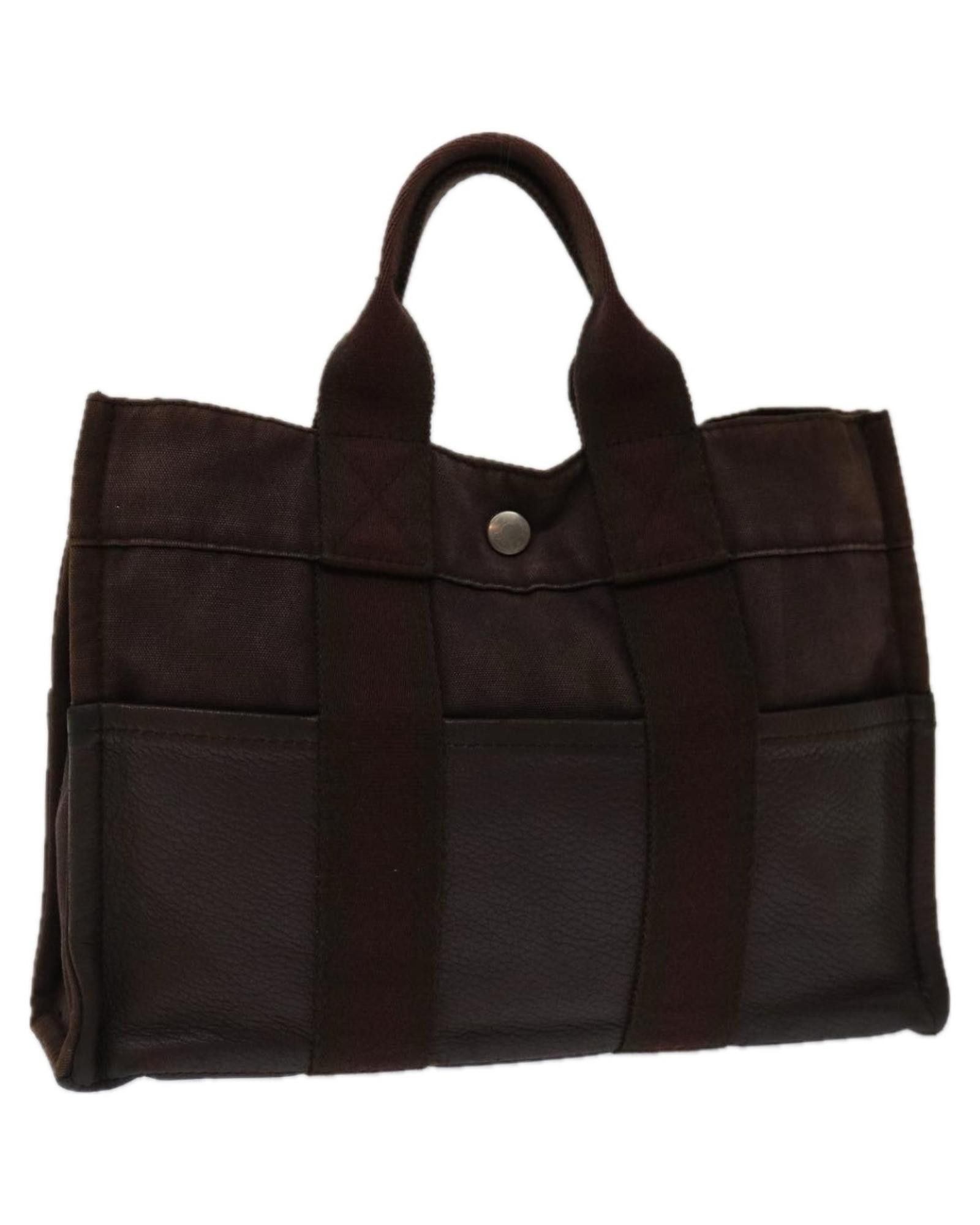 image of Hermes Luxury Brown Canvas Handbag, Women's