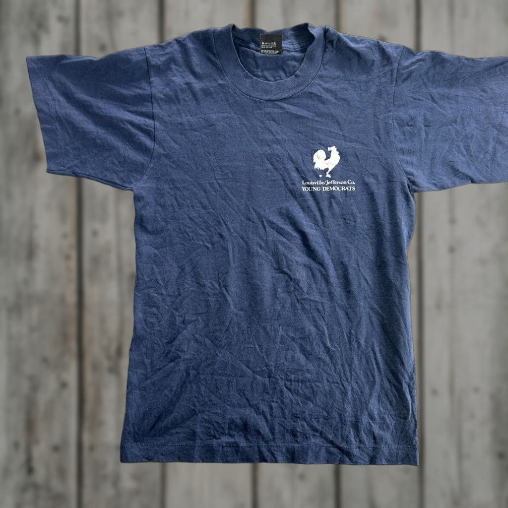 Vintage VINTAGE Screen Stars Best Louisville Jefferson Co Young Democrats Shirt Mens Medium Blue 90s Logo Political Rooster Crew Neck Short Sleeve Made in USA Size US M / EU 48-50 / 2 - 1 Thumbnail