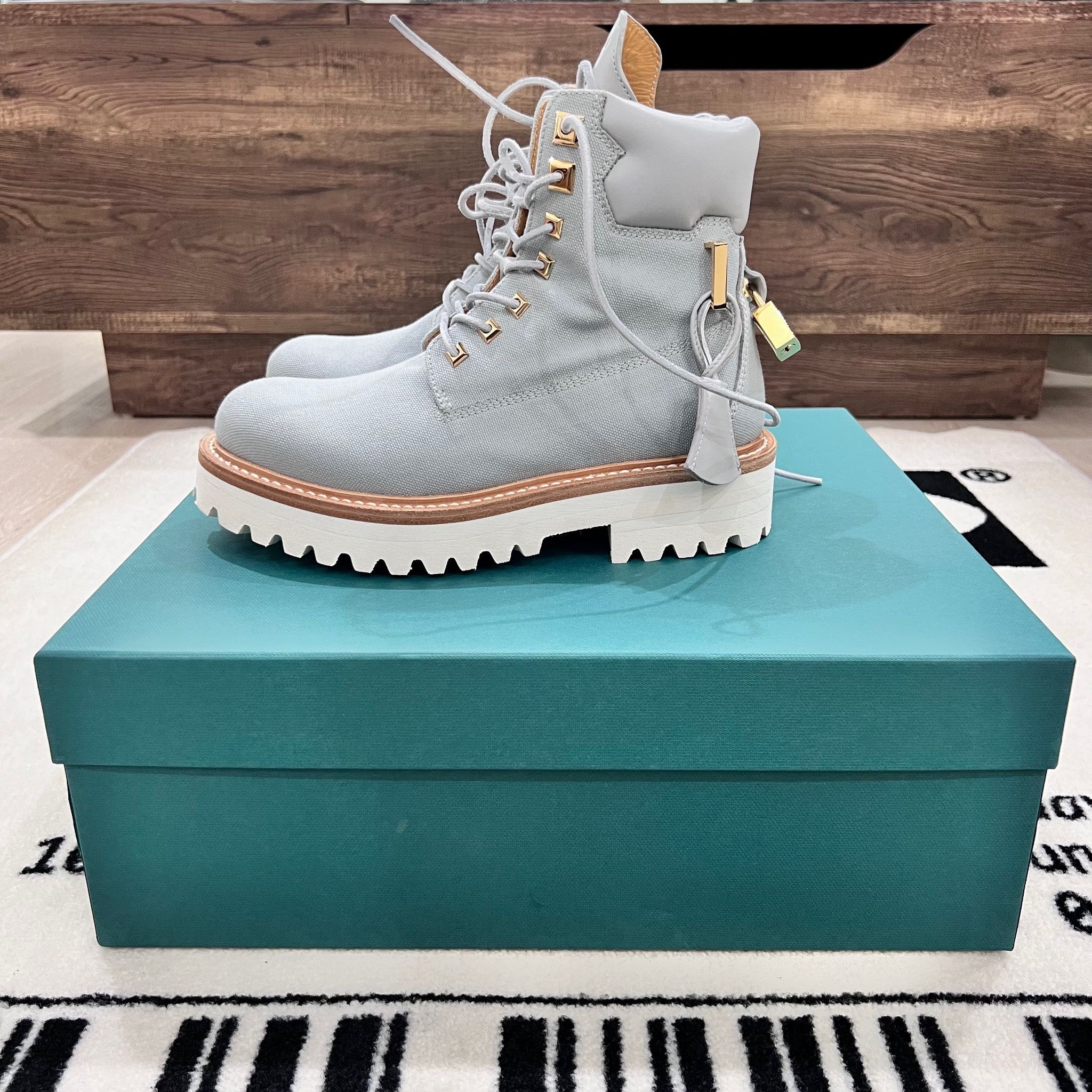 Buscemi Women's Buscemi Light Blue Canvas Site Hiking Lace Up Boots Size US 5.5 / IT 35.5 - 3 Thumbnail