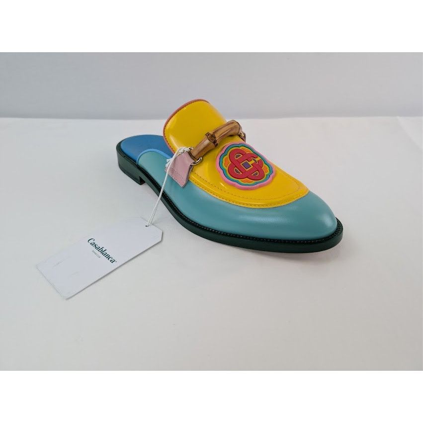 Casablanca o1rshd1 Leather Memphis Mule Slipper Sandal in Mint / Yellow Size US 11 / EU 44 - 3 Thumbnail