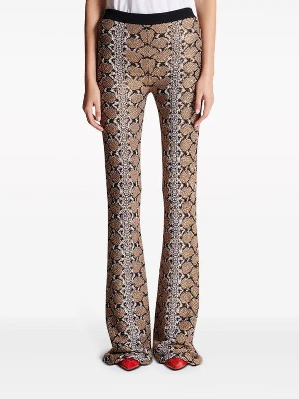 Balmain o1s1wg110825 Python Jacquard Bootcut Trousers in Brown Size 26" / US 2 / IT 38 - 5 Thumbnail