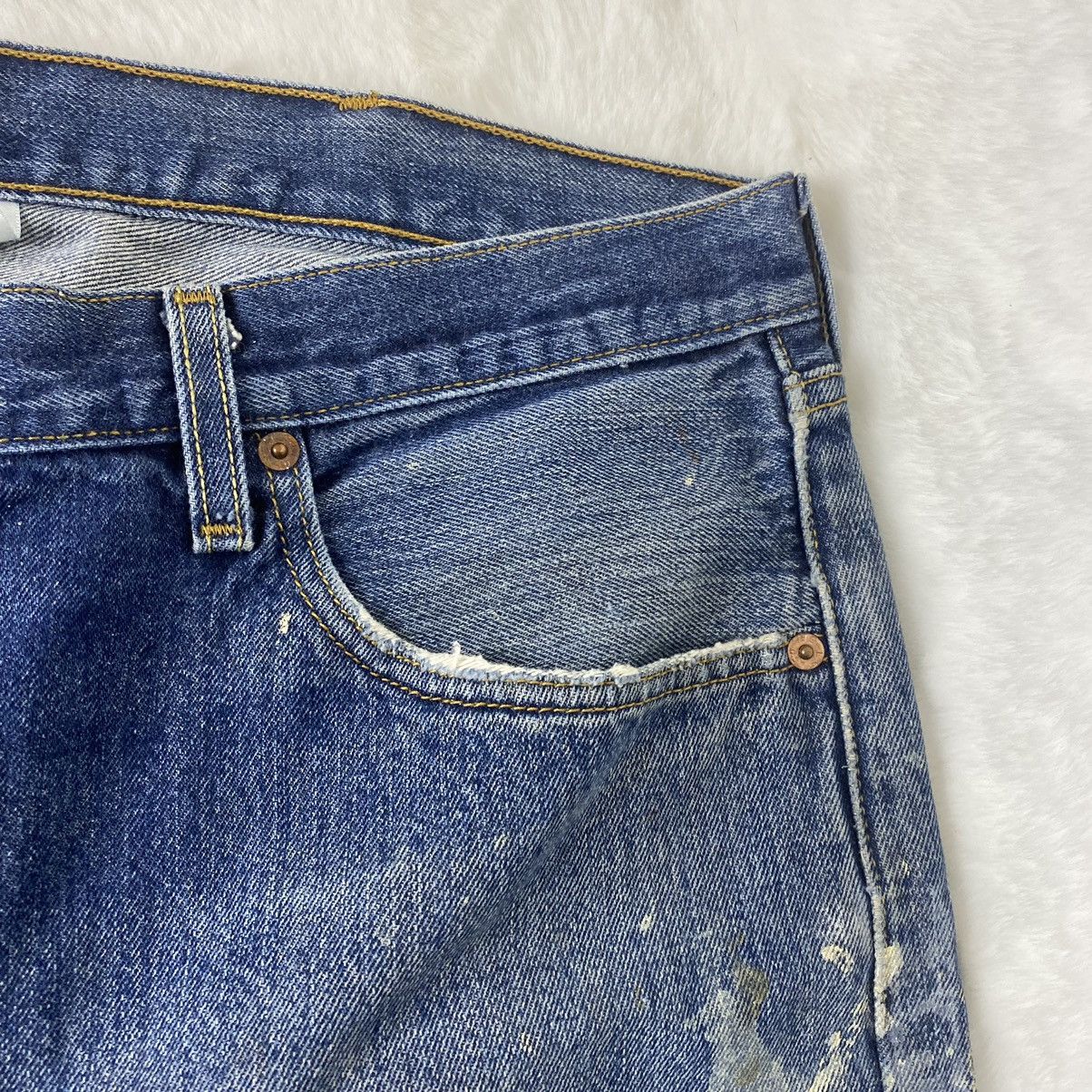 Levi's Vintage Levi's 501 Thrashed Distressed Painter Denim Jeans Size US 34 / EU 50 - 4 Thumbnail