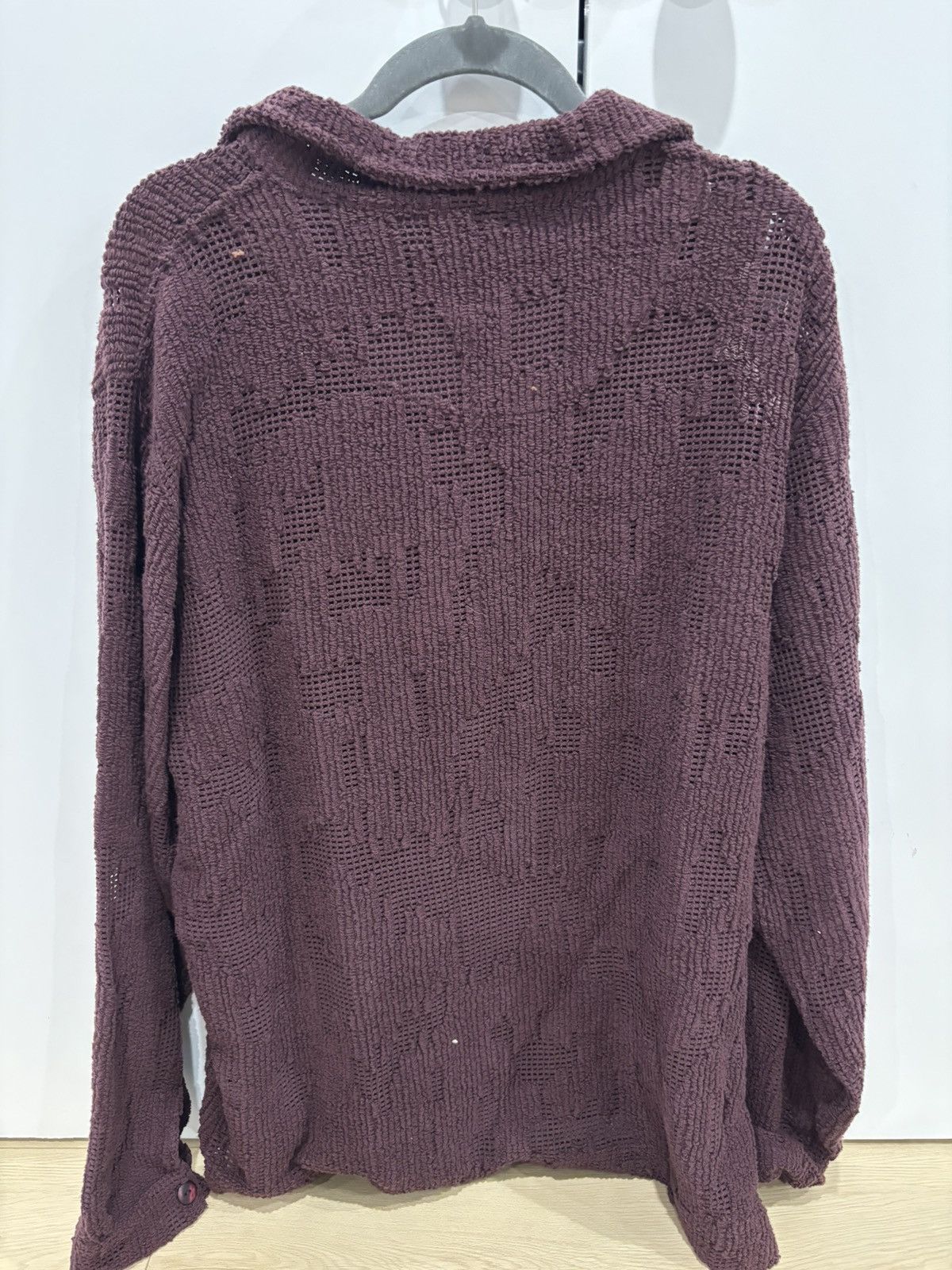 OAS OAS Grot Crochet Long Sleeve Polo in Burgundy Size US L / EU 52-54 / 3 - 3 Thumbnail