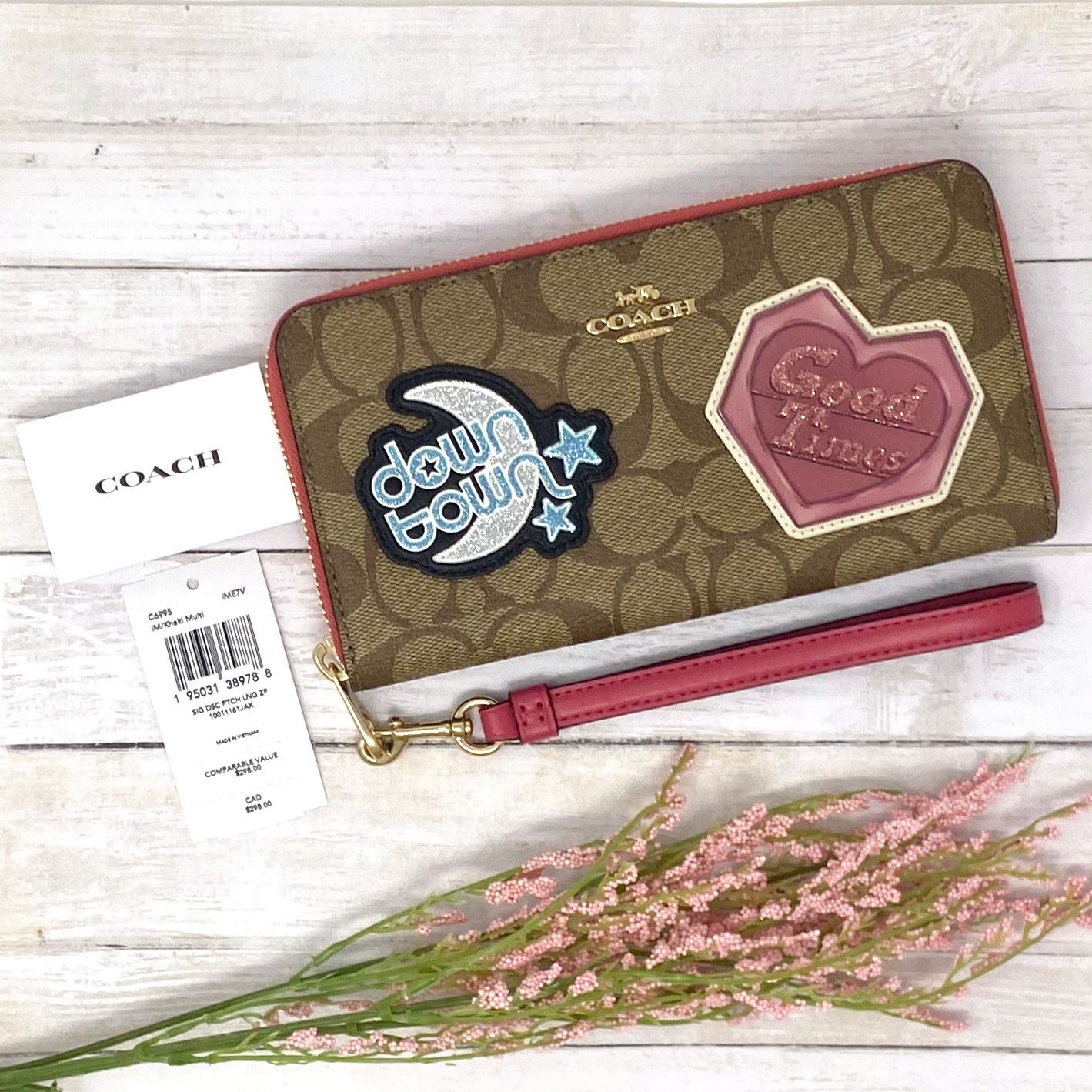 Coach Coach Long Zip Around Wallet Disco Patches Khaki C66995 Size ONE SIZE - 4 Thumbnail