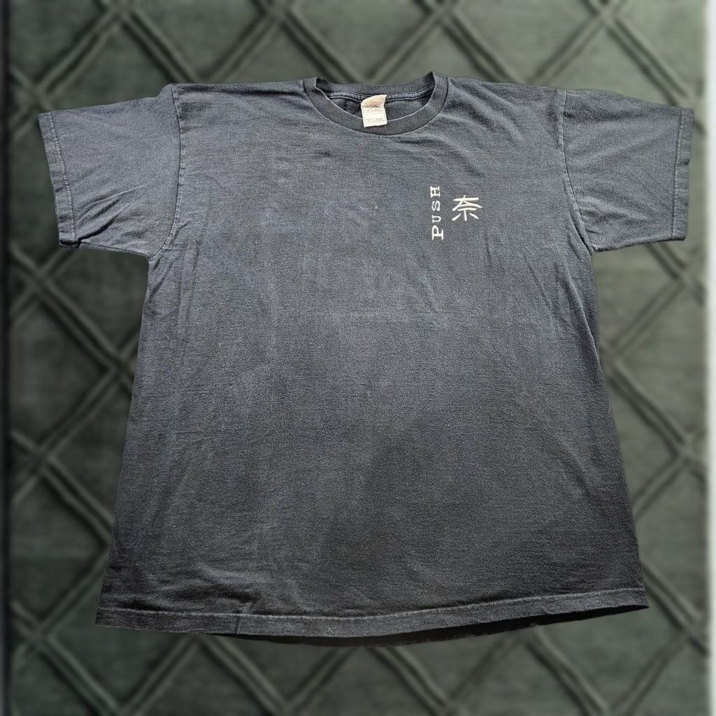 Fruit Of The Loom Push Kanji Graphic Shirt Men's XL Black Short Sleeve Tee 90s Size US XL / EU 56 / 4 - 1 Thumbnail