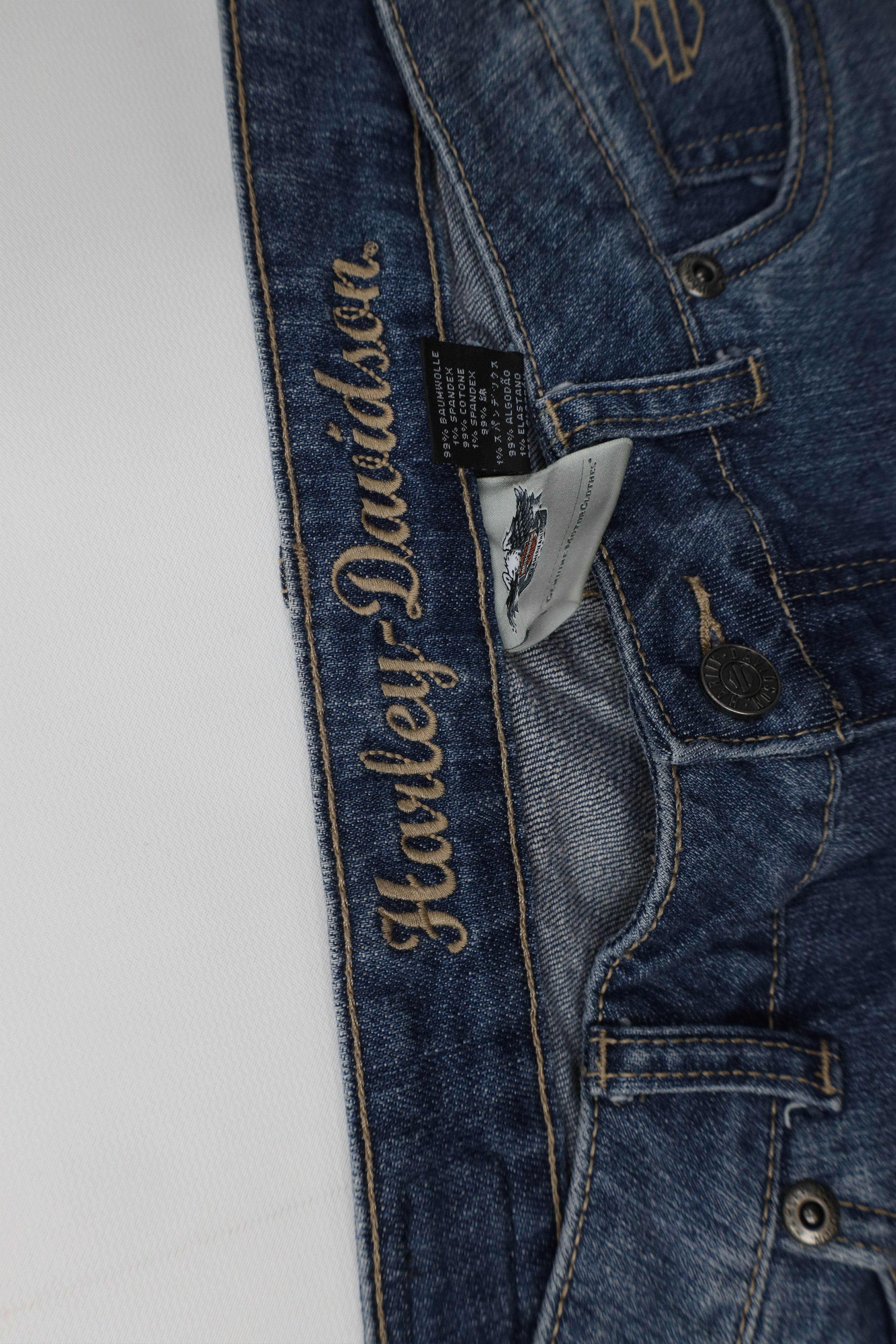 Harley Davidson Vintage Y2K Harley Davidson Flared Wide Leg Jeans Blue Size 32" / US 10 / IT 46 - 8 Thumbnail