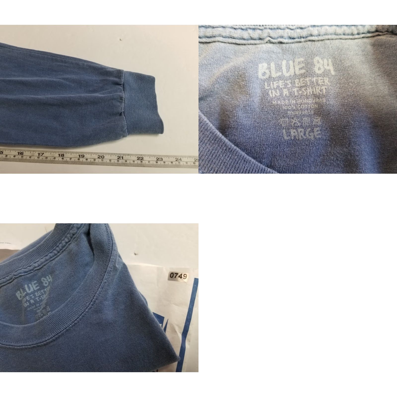 Vintage Blue 84 Shirt Lacrosse Mens Long Sleeve Crew Neck T Shirt Blue Large Size Regular Men Size US L / EU 52-54 / 3 - 8 Thumbnail