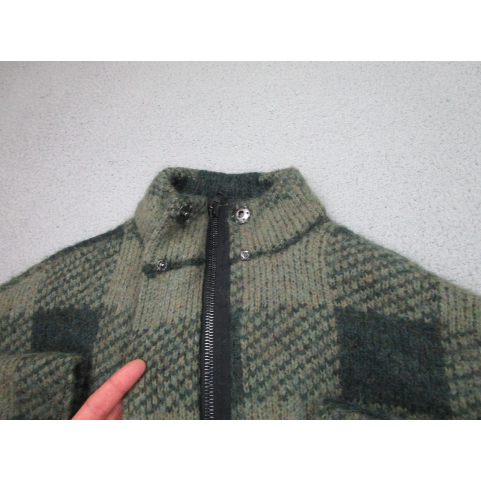 Rag & Bone VINTAGE? No. Rag & Bone Coat Womens XXS Green Mohair Check Zip Front Lined Pockets Overcoat Size XXS / US 00 / IT 34 - 3 Thumbnail