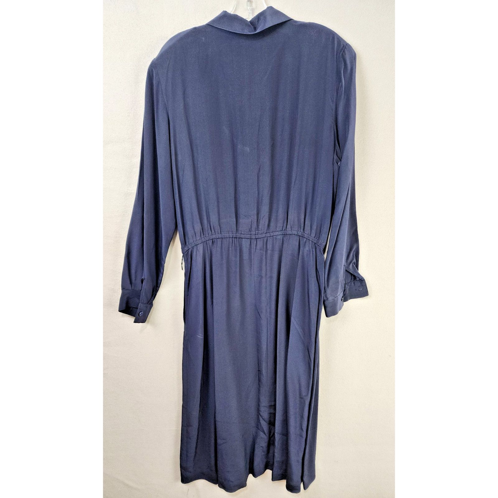 Other Talbots 100% Silk Navy Shirt Dress Size 10 Collared Button Size L / US 10 / IT 46 - 2 Thumbnail