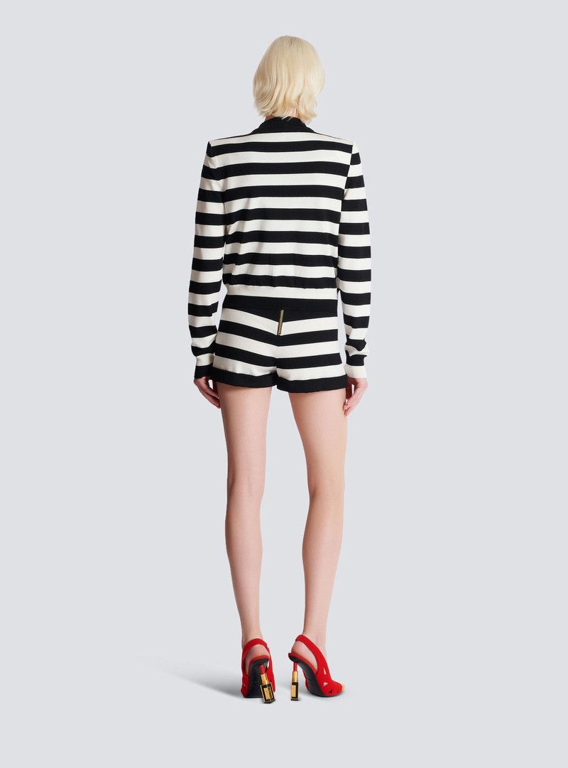 Balmain o1s1wg110526 Knit Mariniere cardigan in Black and White Size S / US 4 / IT 40 - 4 Thumbnail