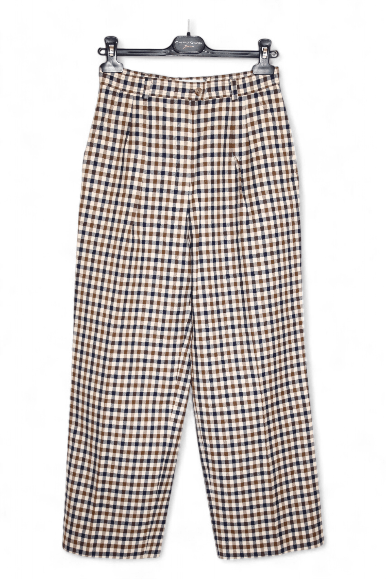 Aquascutum Aquascutum Carlton Check Ankle Trousers Wide Leg high waist Size 27" / US 4 / IT 40 - 1 Thumbnail