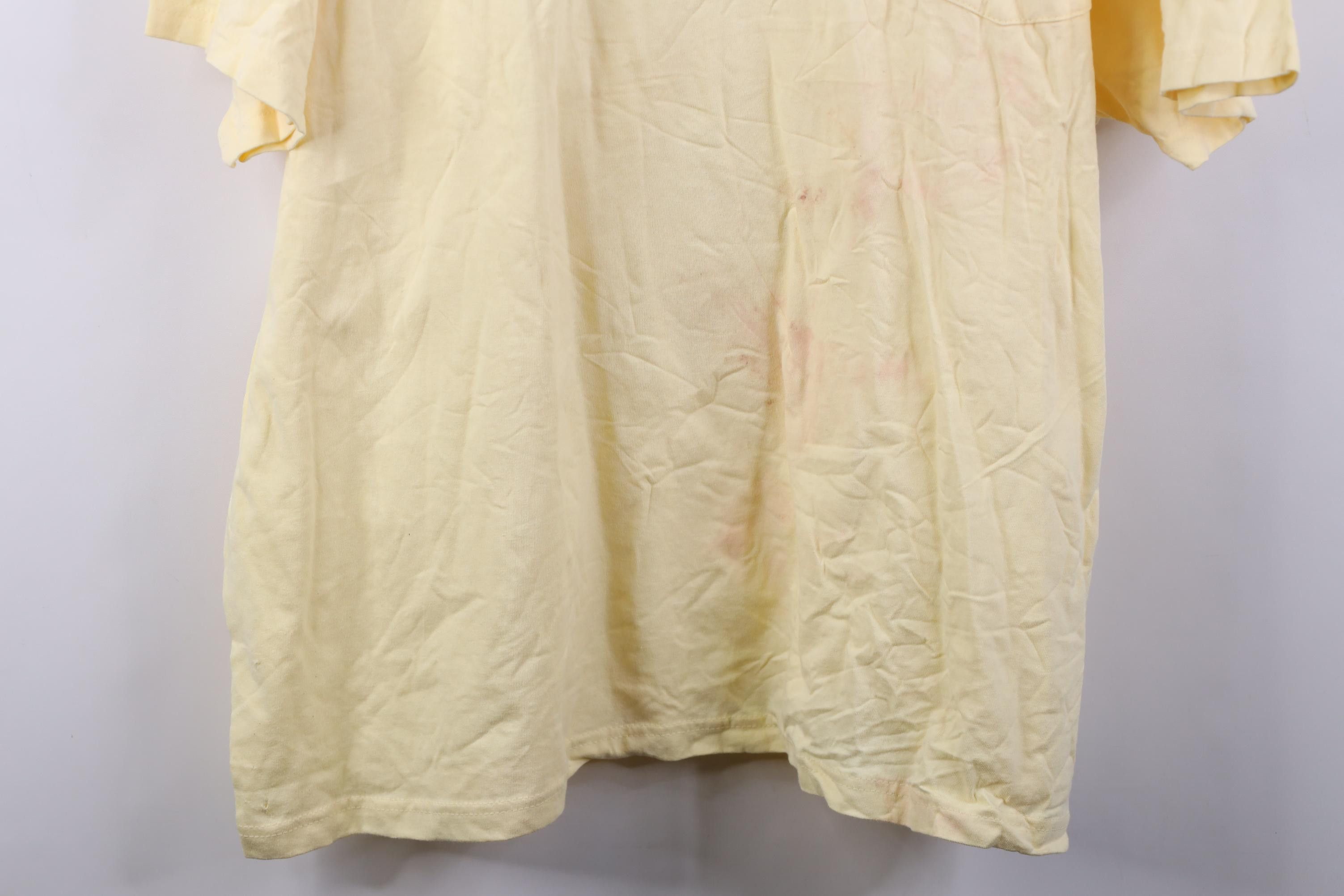 Hanes Vintage 90s Hanes Distressed Cotton Pocket T-Shirt Yellow Size US XXL / EU 58 / 5 - 3 Thumbnail
