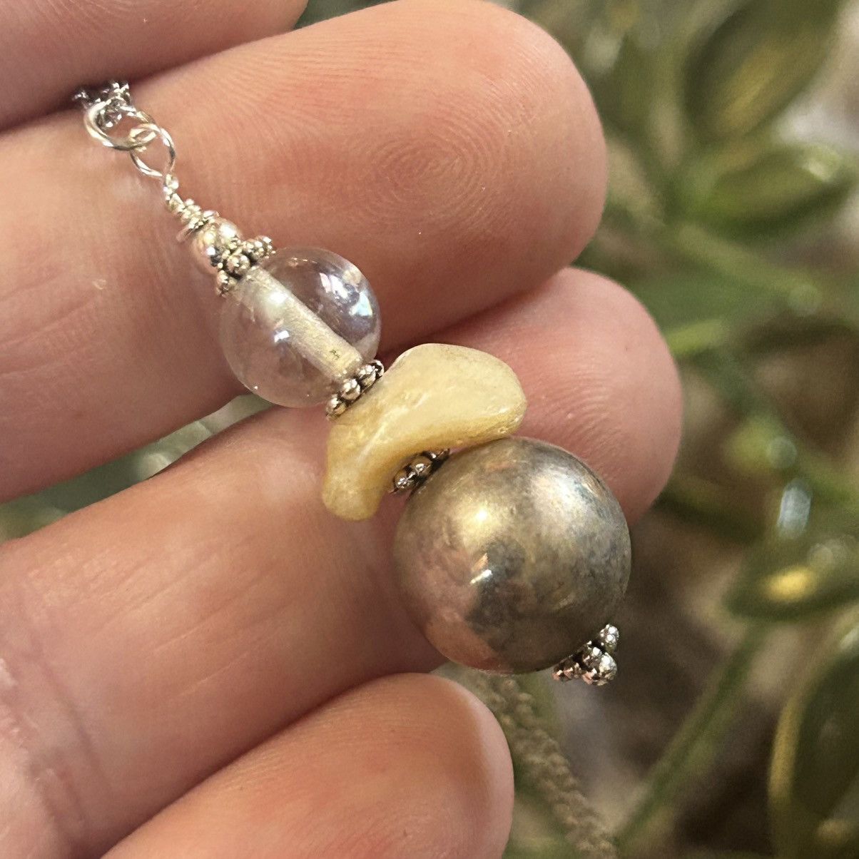 Vintage Handcrafted vintage bead drop pendant on chain necklace Size ONE SIZE - 1 Thumbnail
