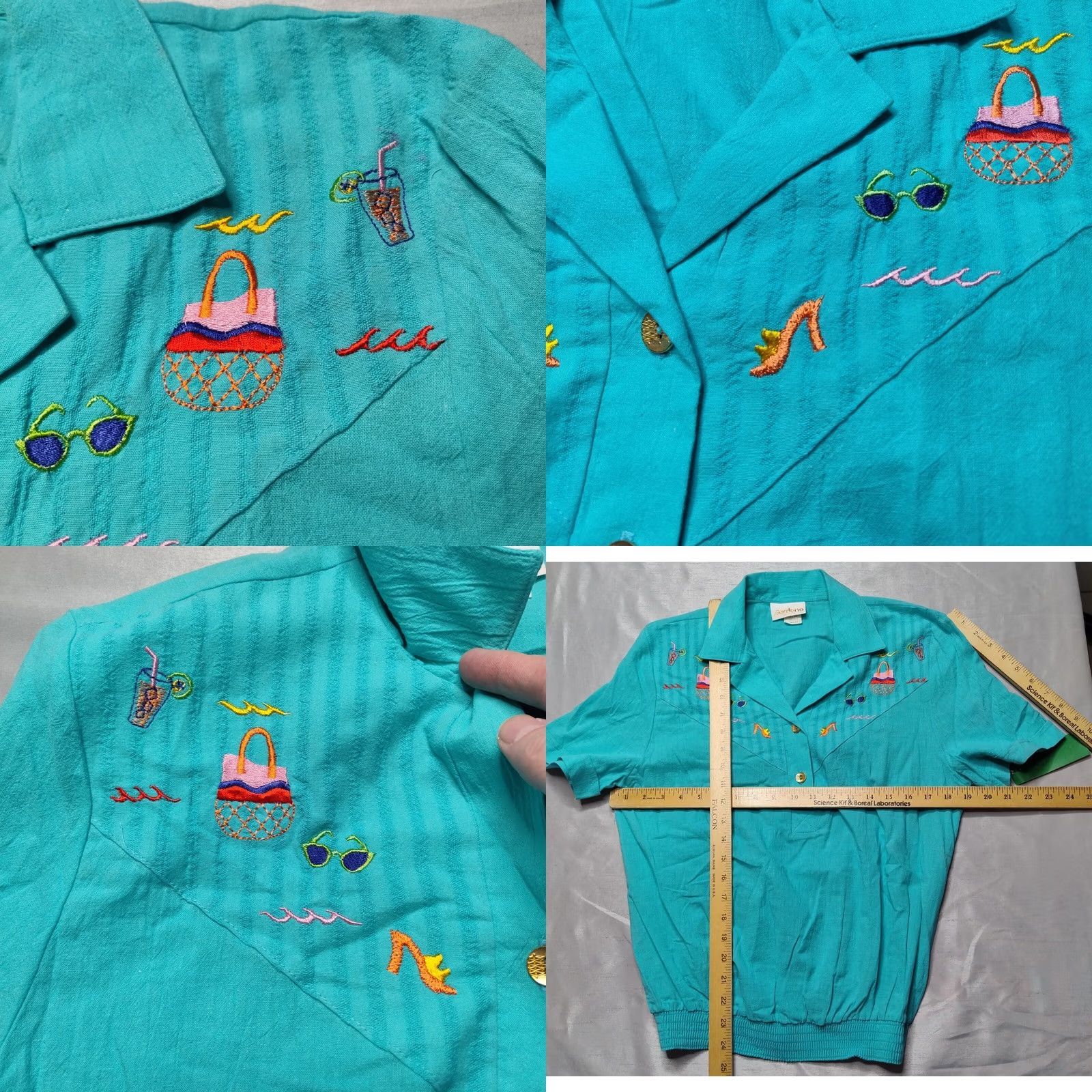 Jordan Brand VINTAGE JORDANA Women Top Blouse Blue Embroidered Button Front Pullover 100% Cotton Small S NEW Deadstock USA Mens Size S / US 4 / IT 40 - 8 Thumbnail