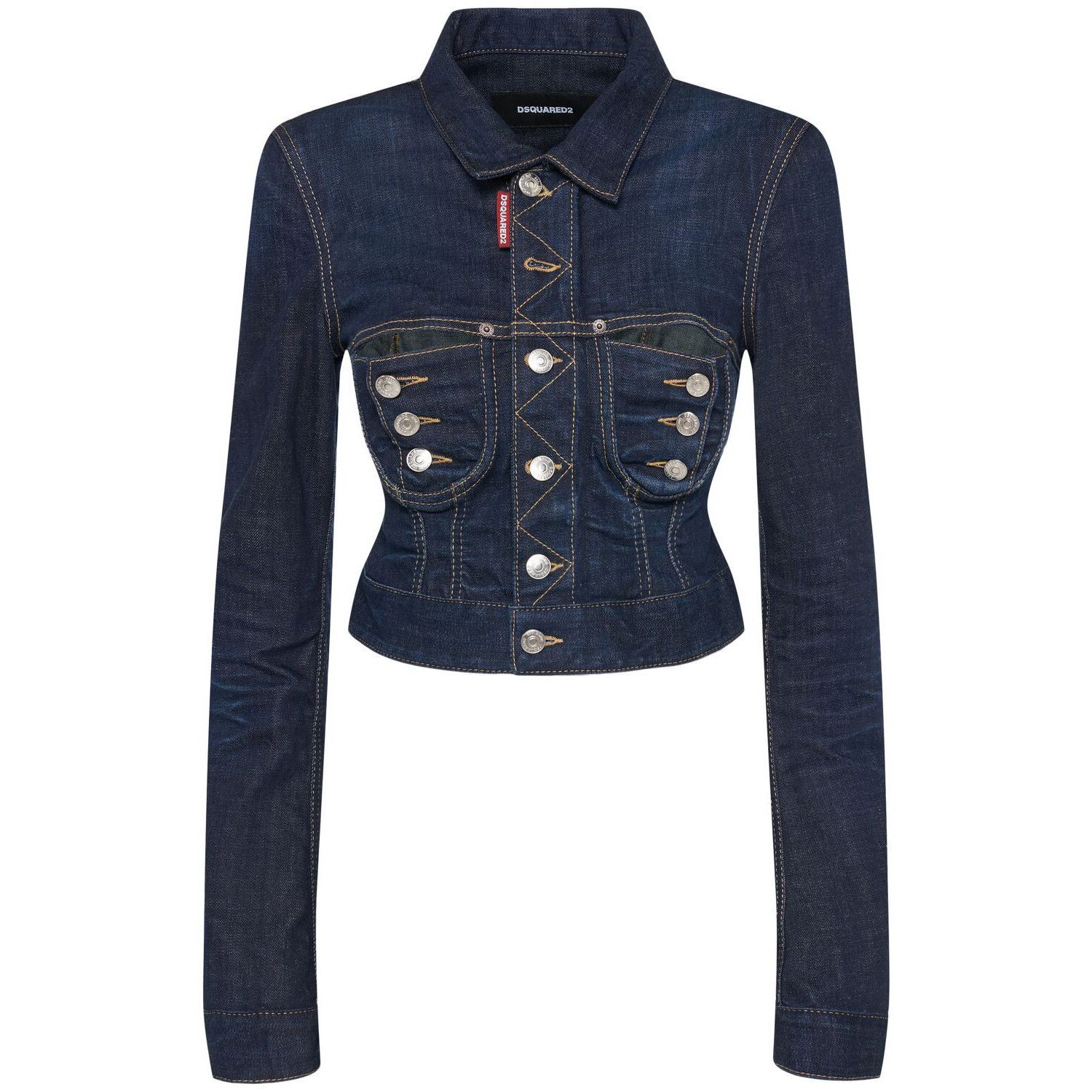 Dsquared2 DSQUARED2 Navy Cropped Denim Jacket New & Authentic (Women's Size XS / US 0-2 / IT 36-38 - 1 Thumbnail