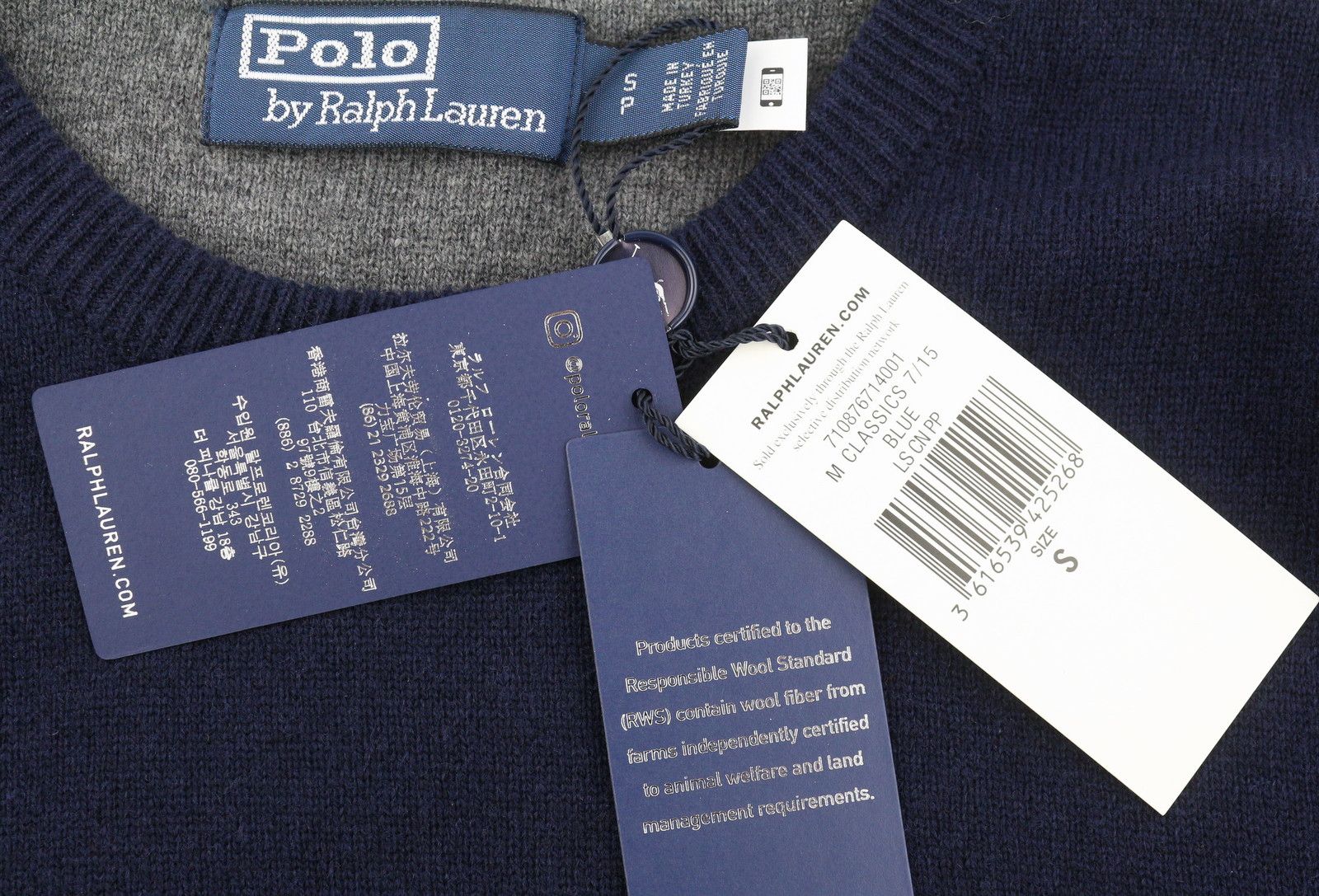 Ralph Lauren Dark Blue S Wool Tight Knit Crew Pullover 86946 Size US S / EU 44-46 / 1 - 7 Thumbnail