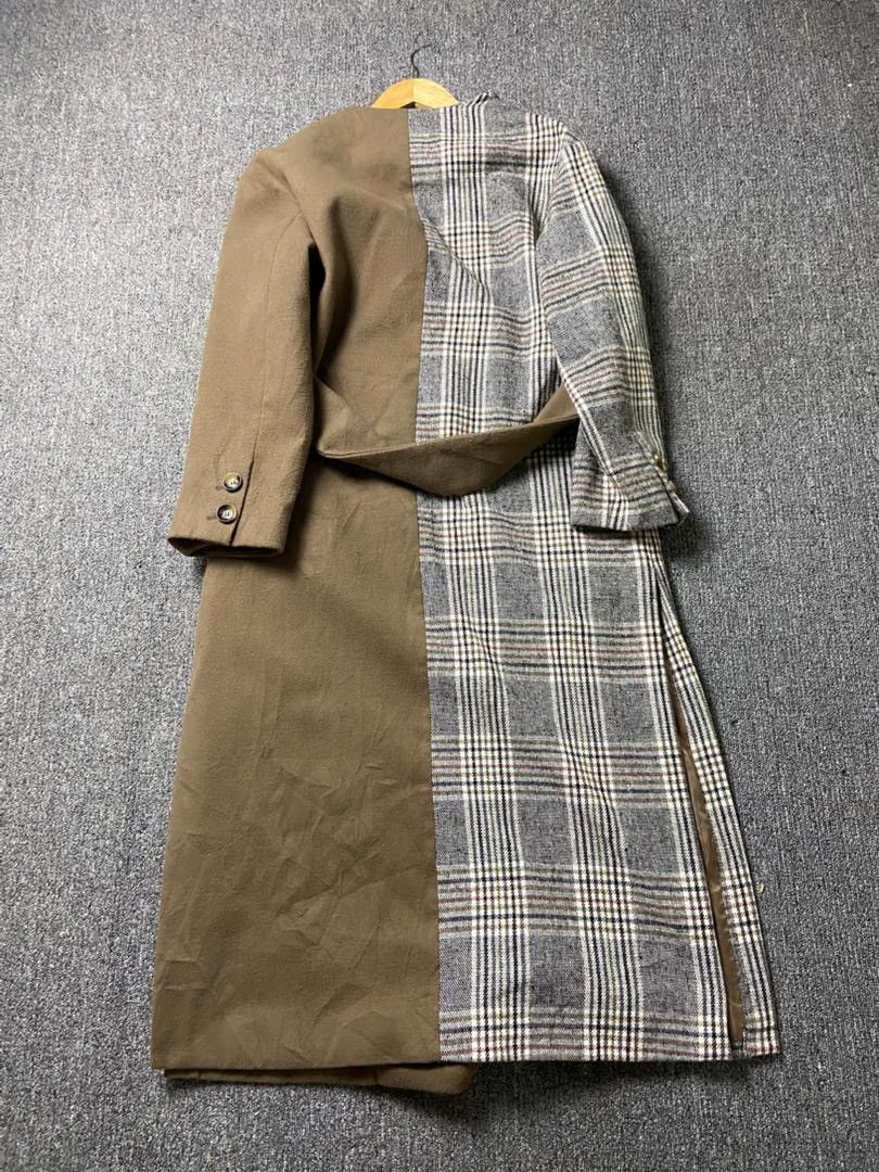 Japanese Brand ECLIN Brand Split Design Double Breasted Coat (183) Size ONE SIZE - 3 Thumbnail
