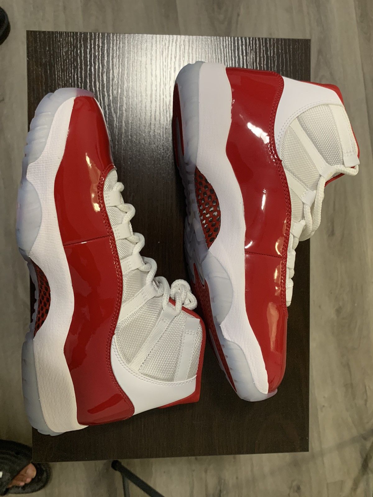 image of Jordan Nike Air Jordan Retro 11 “Cherry” Shoes in White/Red, Men's (Size 10.5)