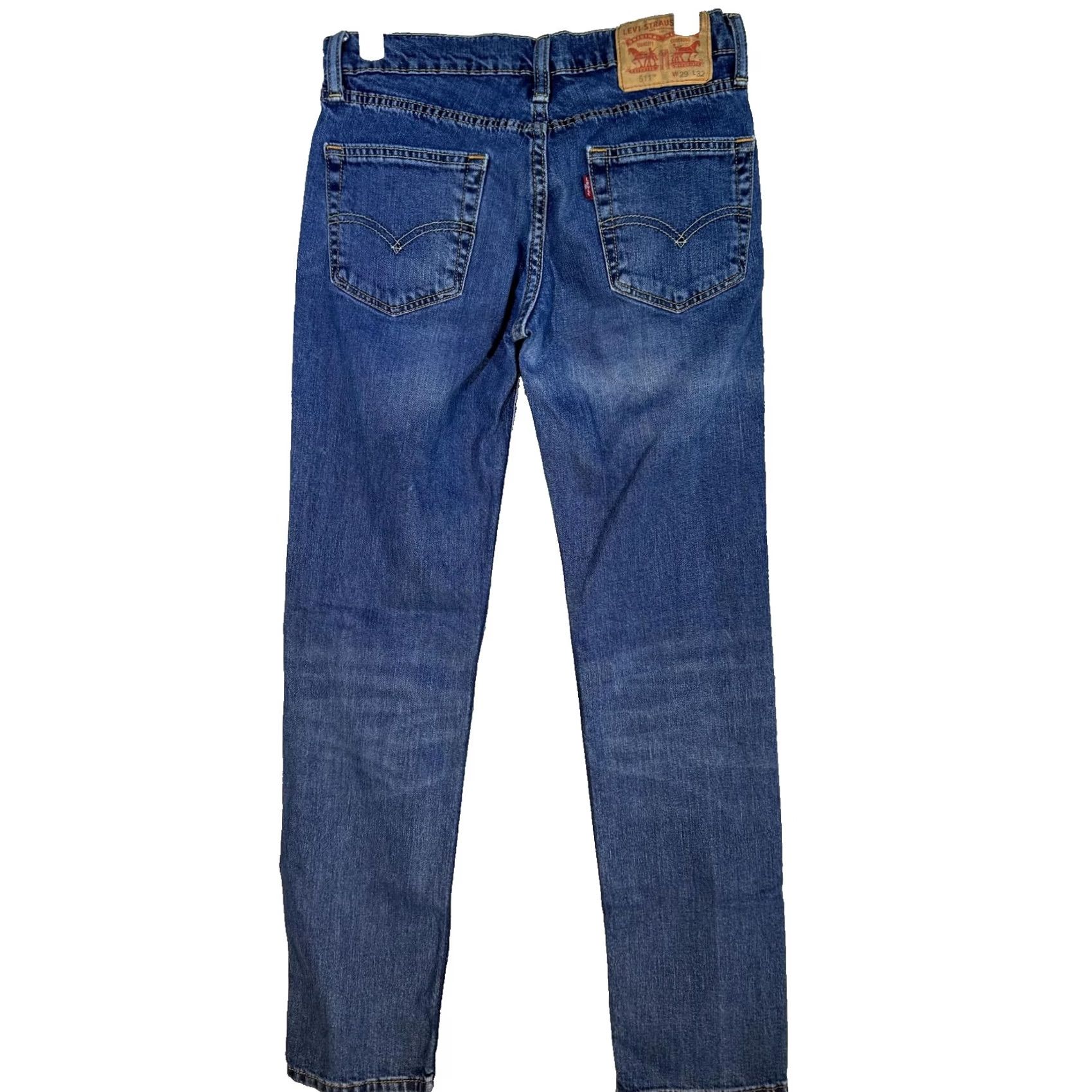 Levi's VINTAGE Levis 511 Jeans Mens 29x32 Blue Slim Fit Stretch Denim Red Tab Tapered Zip Fly Size US 29 - 2 Thumbnail