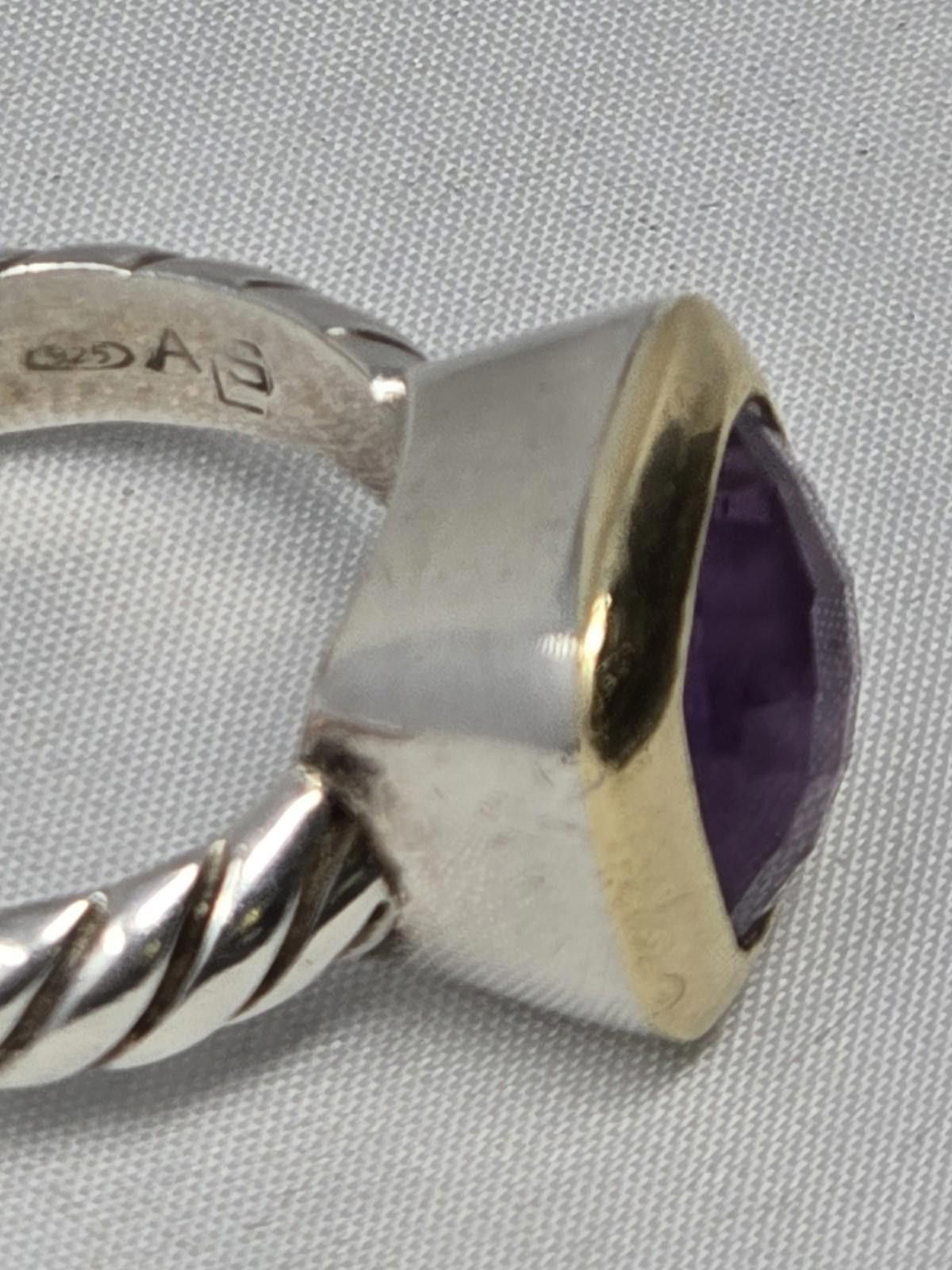 Other 925 Sterling & 18K Gold Amethyst Ring 7.5 + Earrings Set Size ONE SIZE - 3 Thumbnail
