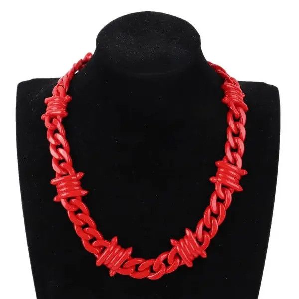 Japanese Brand Unisex Red Acrylic Brambles Wire Thorns Chain Necklace Size ONE SIZE - 1 Thumbnail