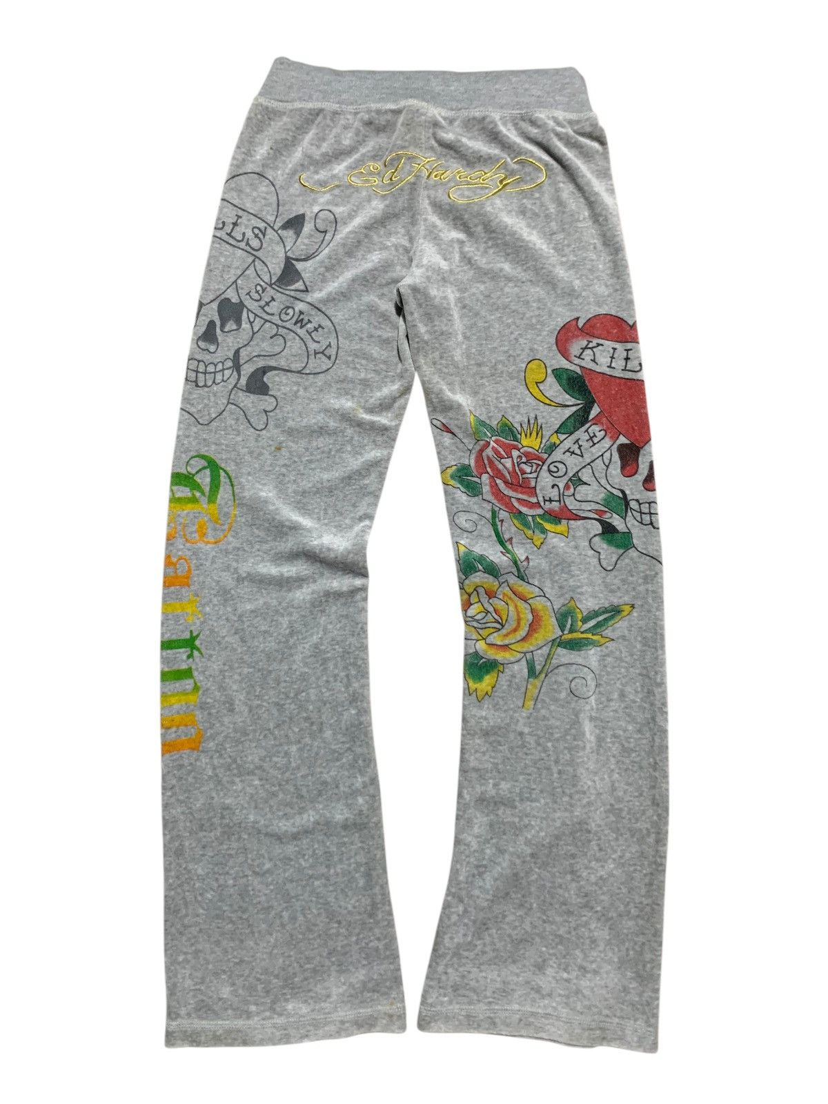 Ed Hardy Vintage Ed Hardy LOVE KILLS SLOWLY flared sweat pants Size US 28 / EU 44 - 1 Thumbnail