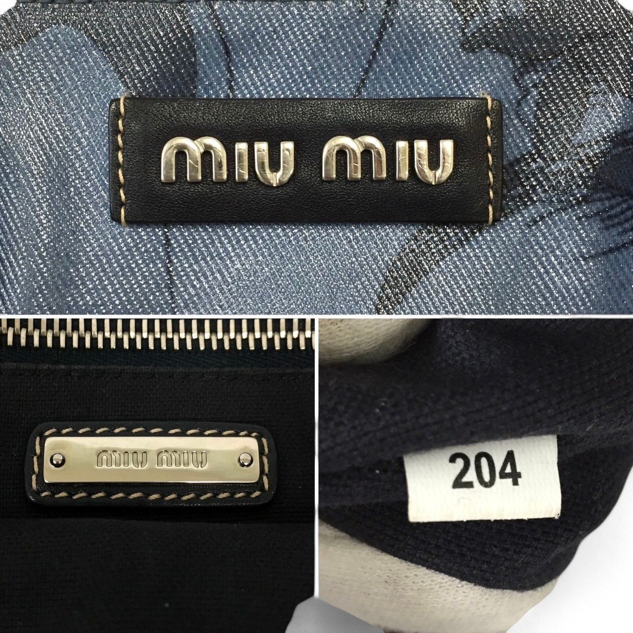 Miu Miu Miu Miu - Navy Camo Blue Leather Tote Shoulder Bag Size ONE SIZE - 6 Thumbnail