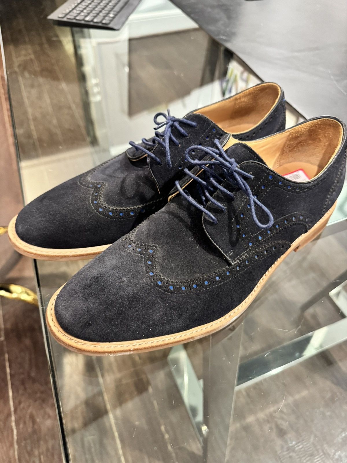 Warfield & Grand Warfield & Grand Blue Suede Wingtip sz 10 Size US 10 / EU 43 - 1 Thumbnail