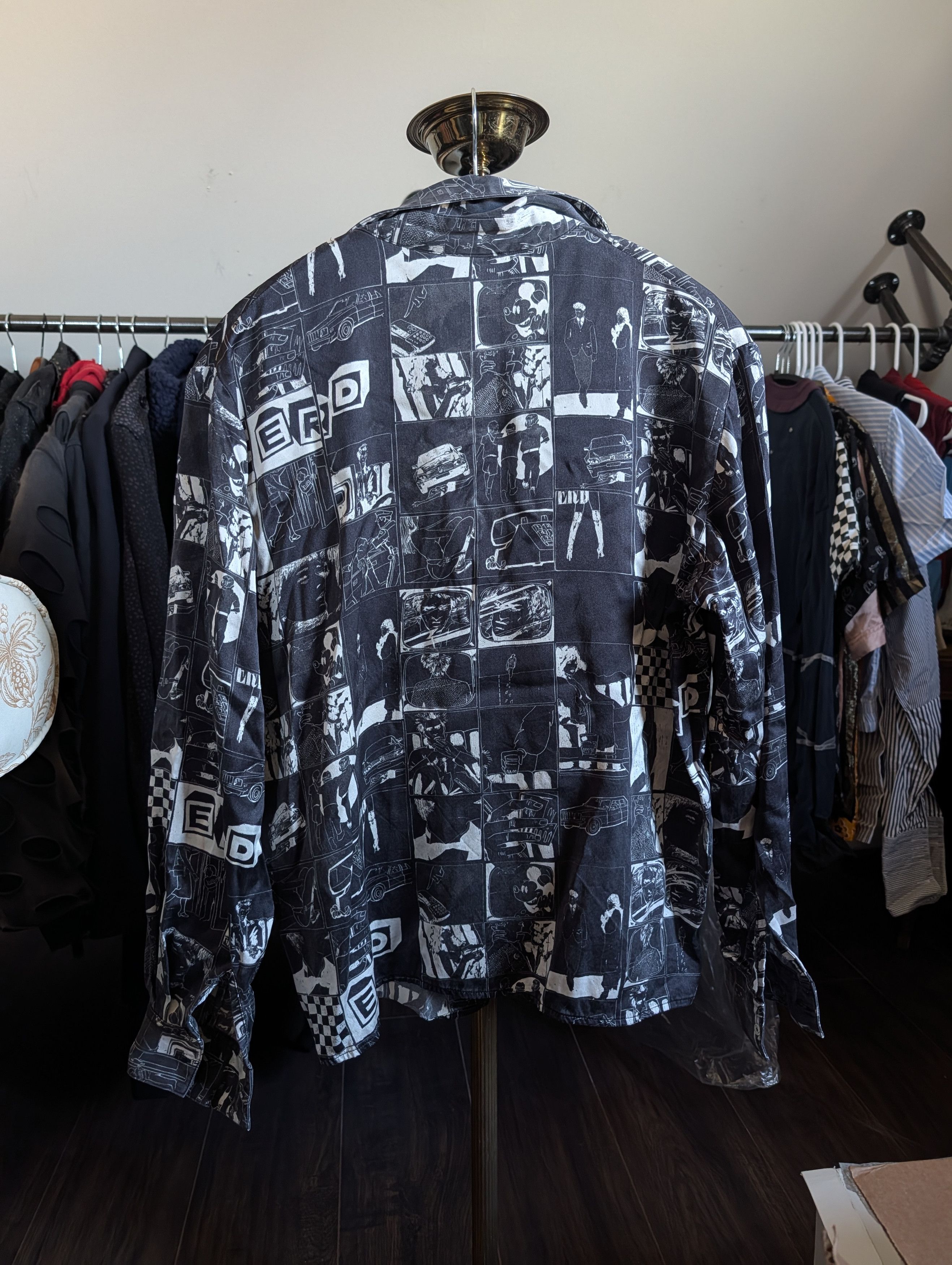 Enfants Riches Deprimes ICONIC Early 100% Thick Silk Comic Print B/W Shirt XS Size US XS / EU 42 / 0 - 10 Thumbnail