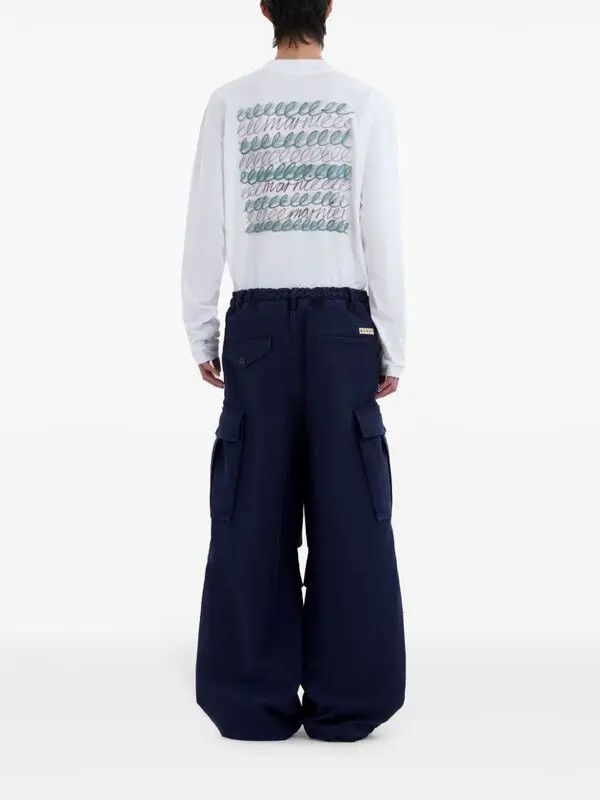 Marni o1w1db11125 Cargo-Pocket Cotton Trousers in Nevy Blue Size US 30 / EU 46 - 3 Thumbnail