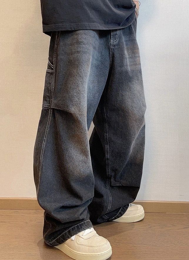 Japanese Brand × Vintage Outdoor retro washed pleated baggy carpenter jeans pants Size US 30 / EU 46 - 1 Thumbnail