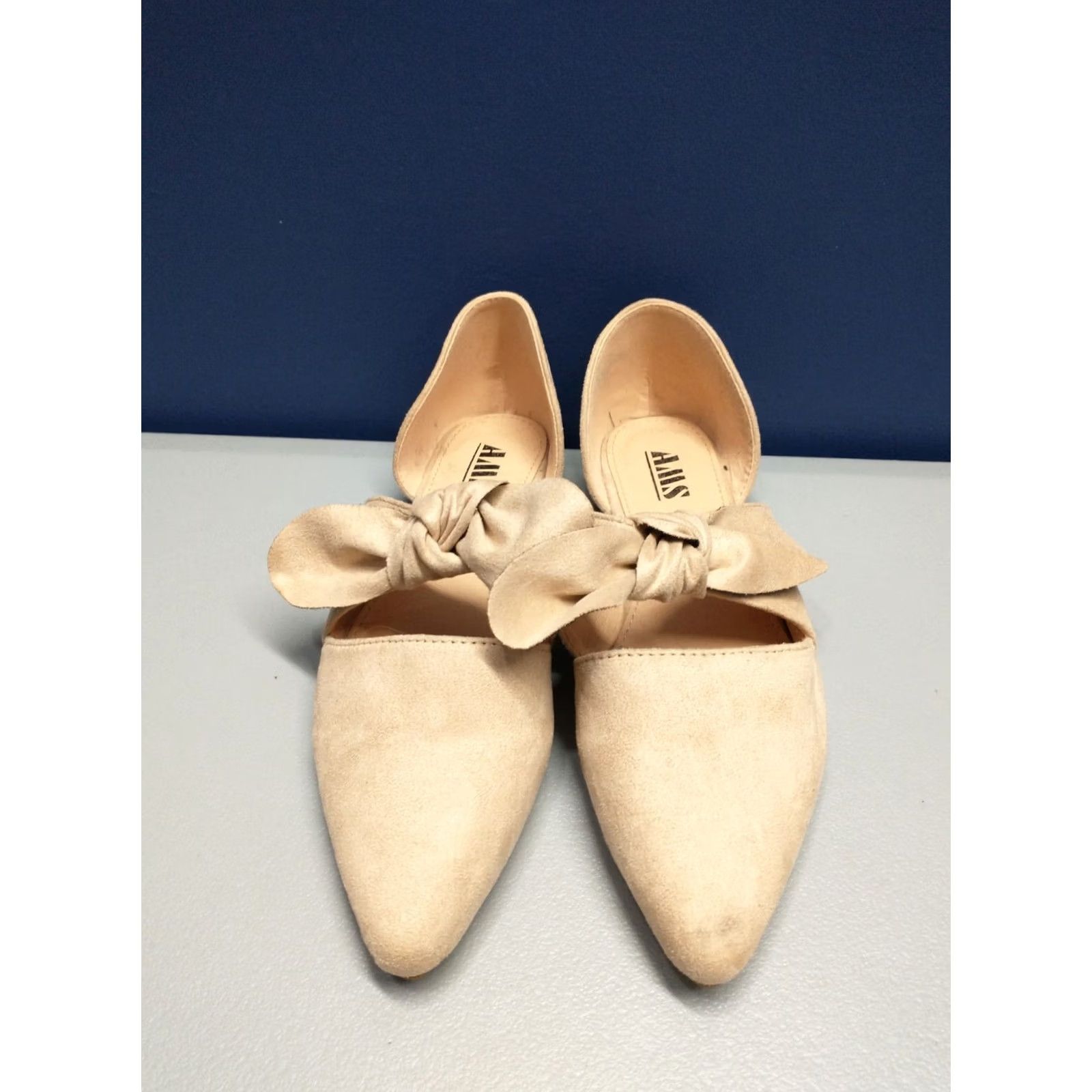 Vintage AMS Isabella 28 Bowknot Flats Womens Size 7.5 Tan Faux Suede Pointed Toe Slip On Women’s Flat Size US 8 / IT 38 - 2 Thumbnail
