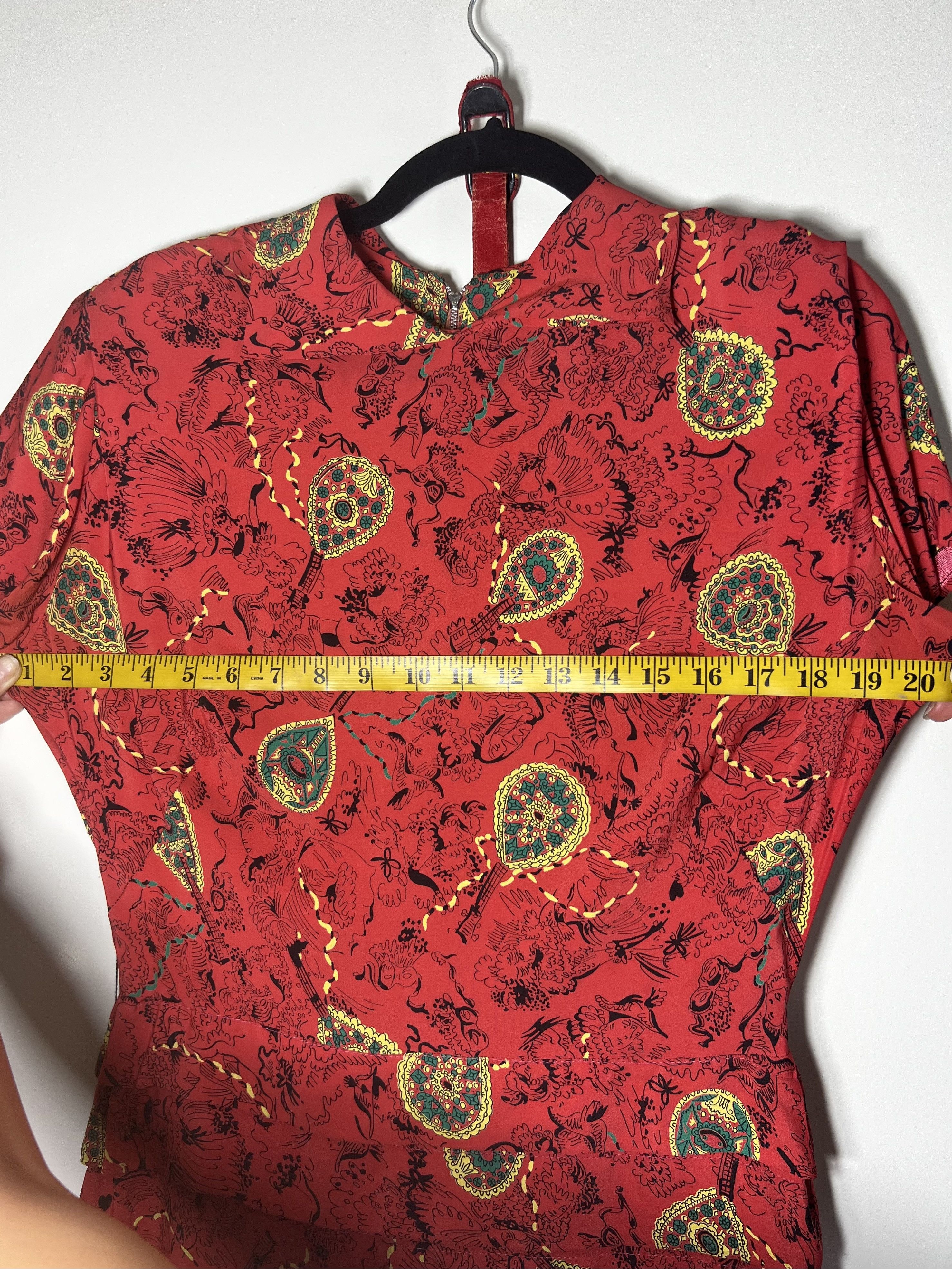 Vintage Vintage 1940's 17th Century Abstract Italian Cocktail Dress Size M / US 6-8 / IT 42-44 - 9 Thumbnail