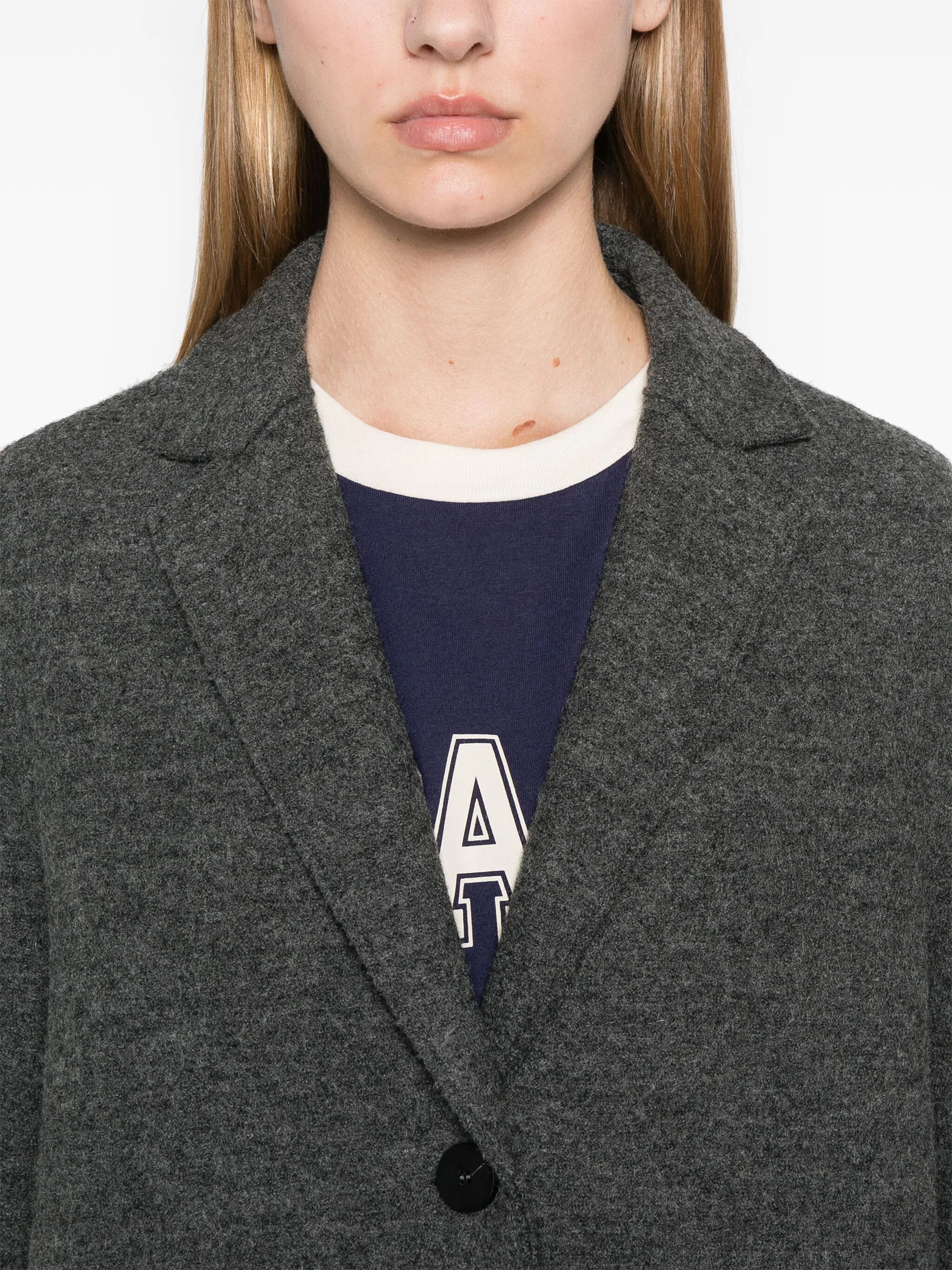 Harris Wharf London o1s22i1n1024 Single-Breasted Boiled Wool Coat in Grey Size M / US 6-8 / IT 42-44 - 5 Thumbnail