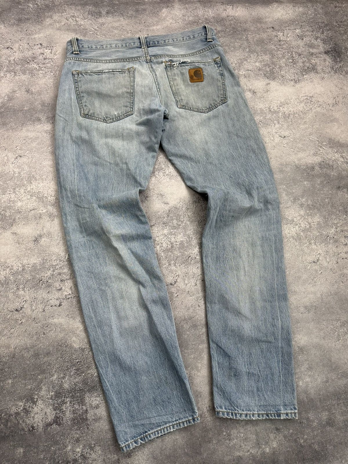 Carhartt Vintage Carhartt Thrashed Blue Crazy Faded Denim Jeans Y2K Size US 32 / EU 48 - 16 Thumbnail